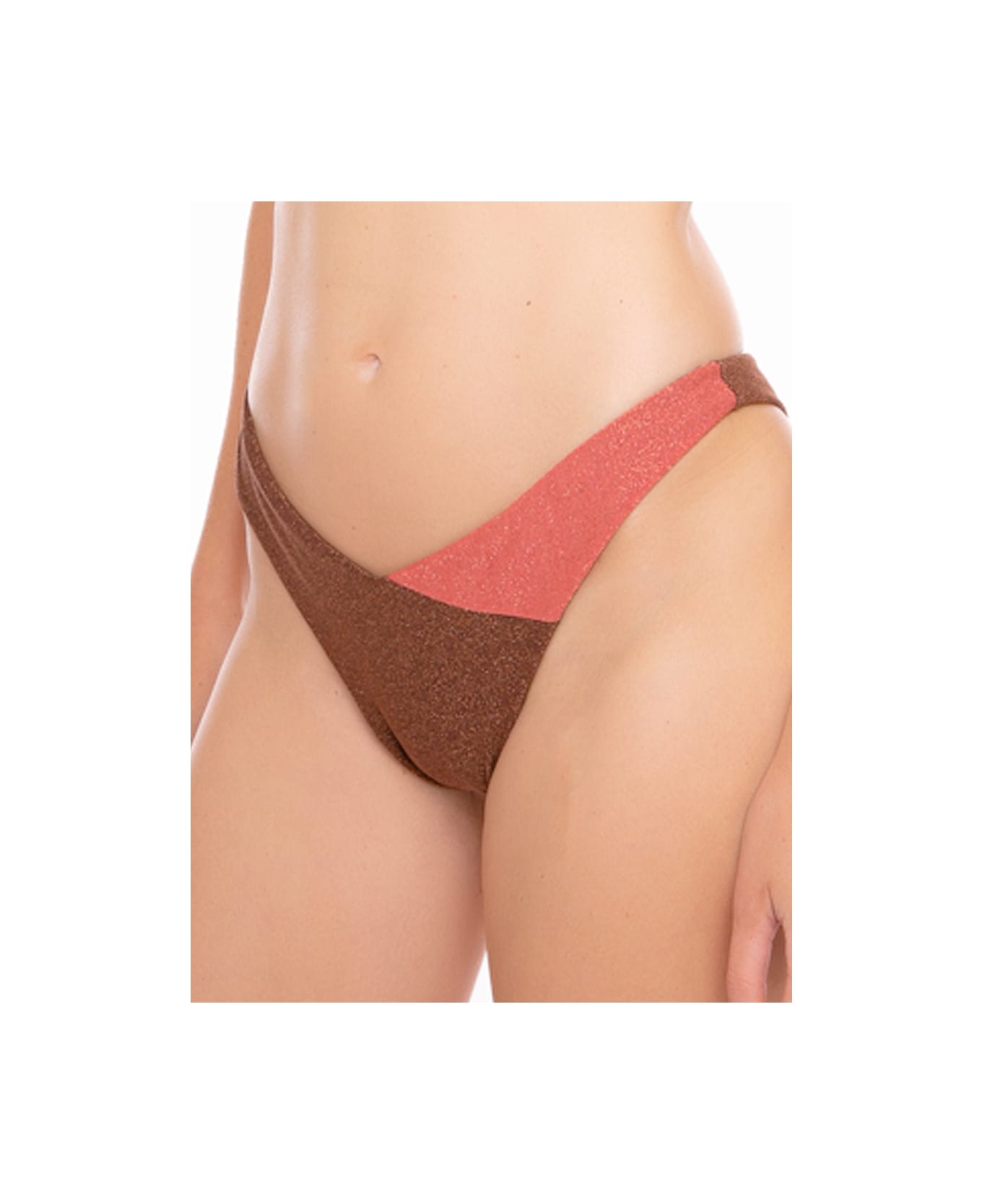 MC2 Saint Barth Woman Lurex Cheeky Swim Briefs - BROWN