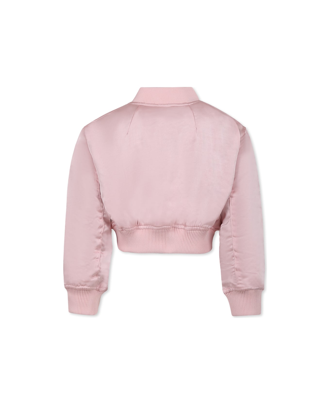 Molo Pink Cropped Bomber Jacket Rose For Girl - Pink