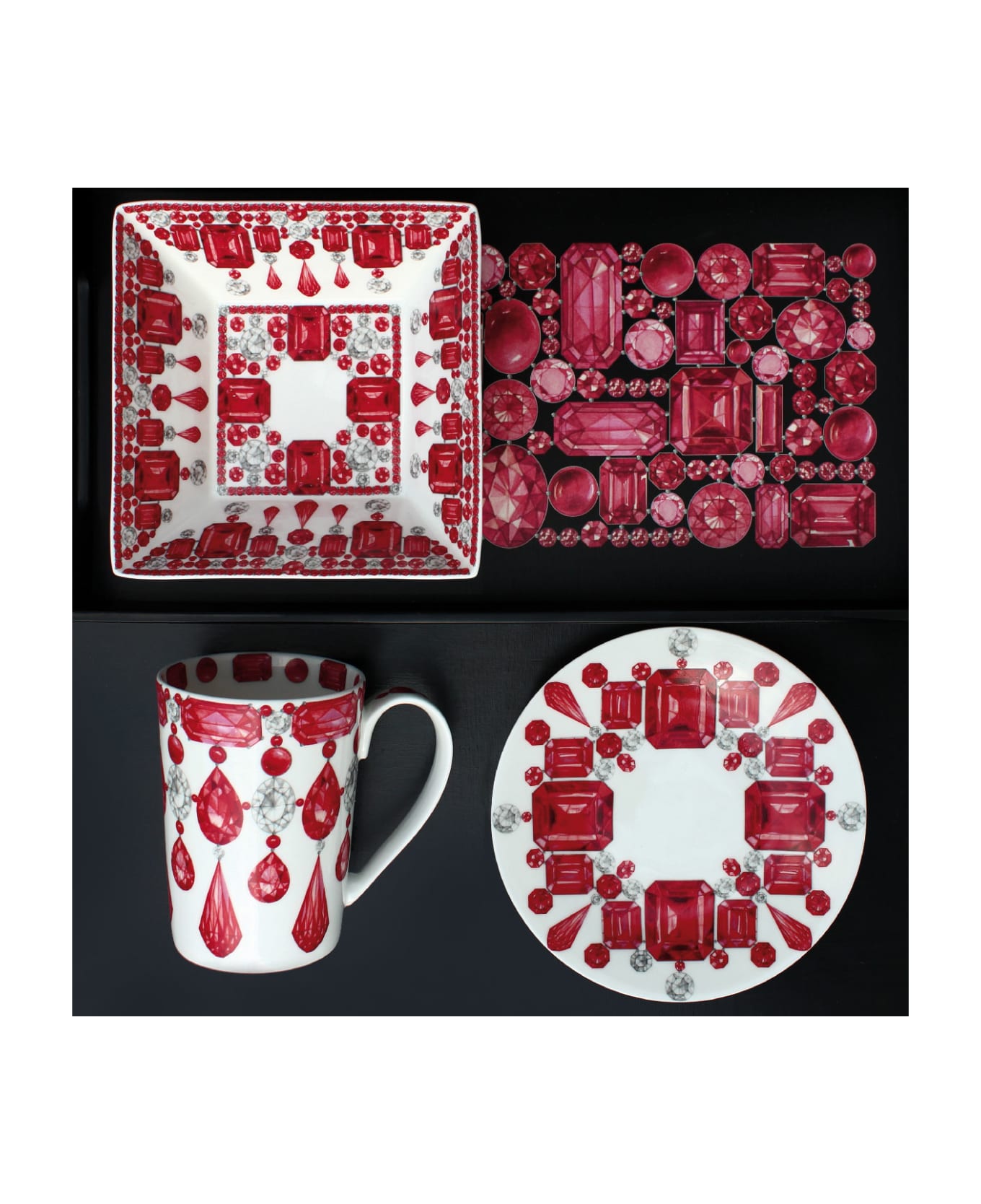 Taitù Set of 4 Small Plates - Forever Collection - Red