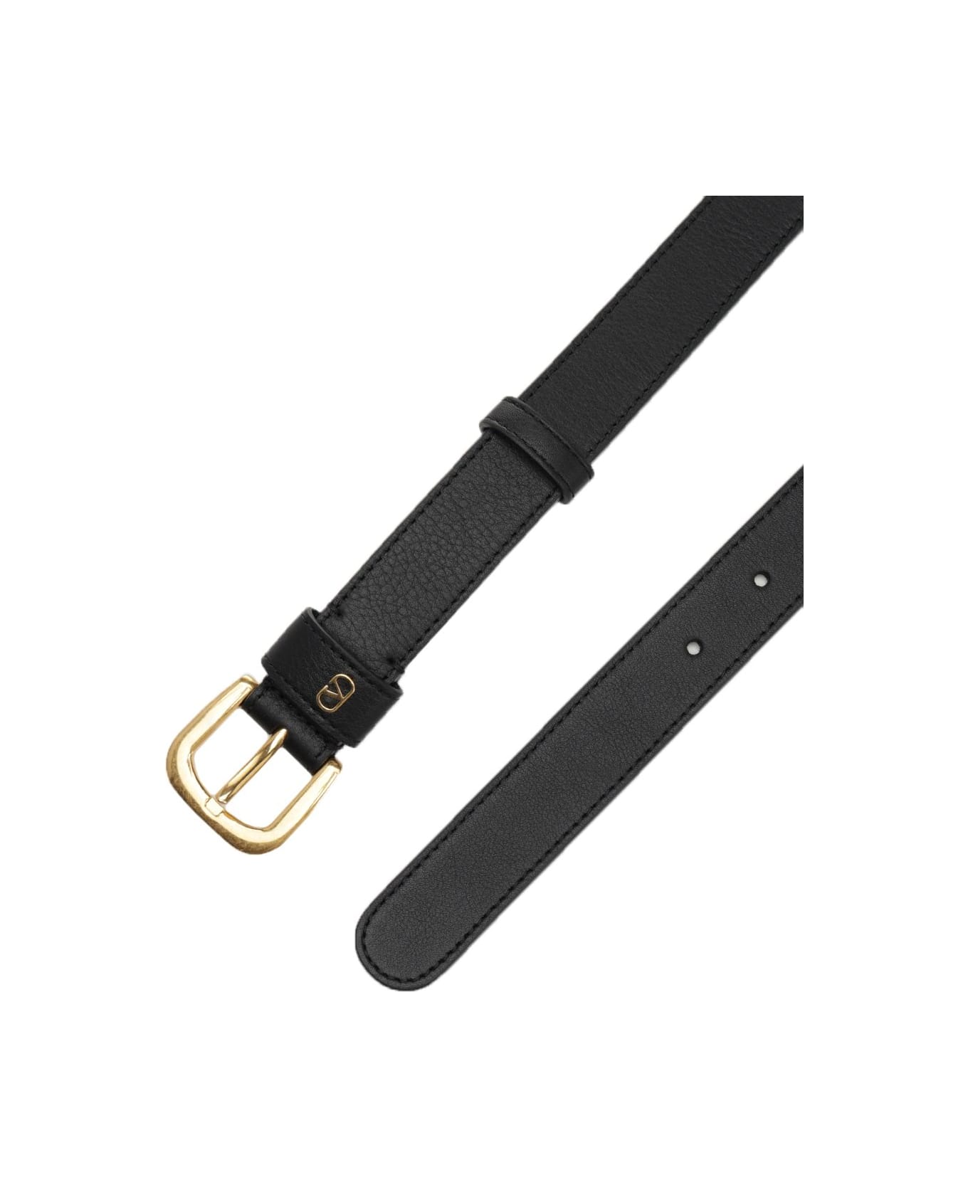 Valentino Garavani Leather Belt With Mini 
vlogo
 - Black