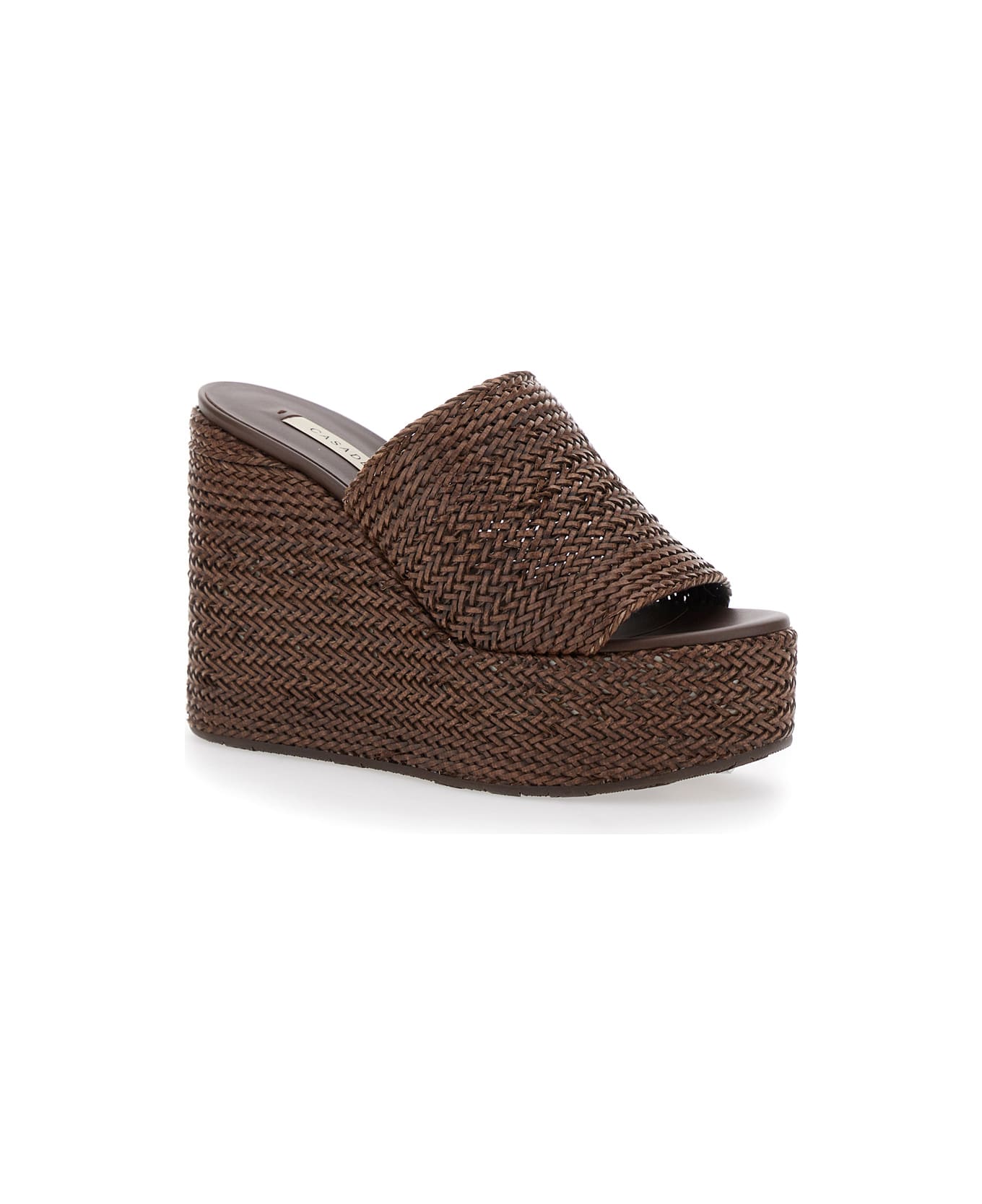 Casadei Brown Wedges With Almond Toe And Woven Design In Synthetic Fiber Woman - Brown