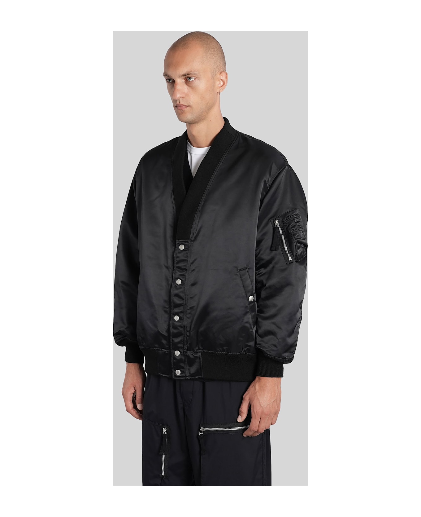 Comme des Garçons Homme Bomber Jacket In Black Nylon - black