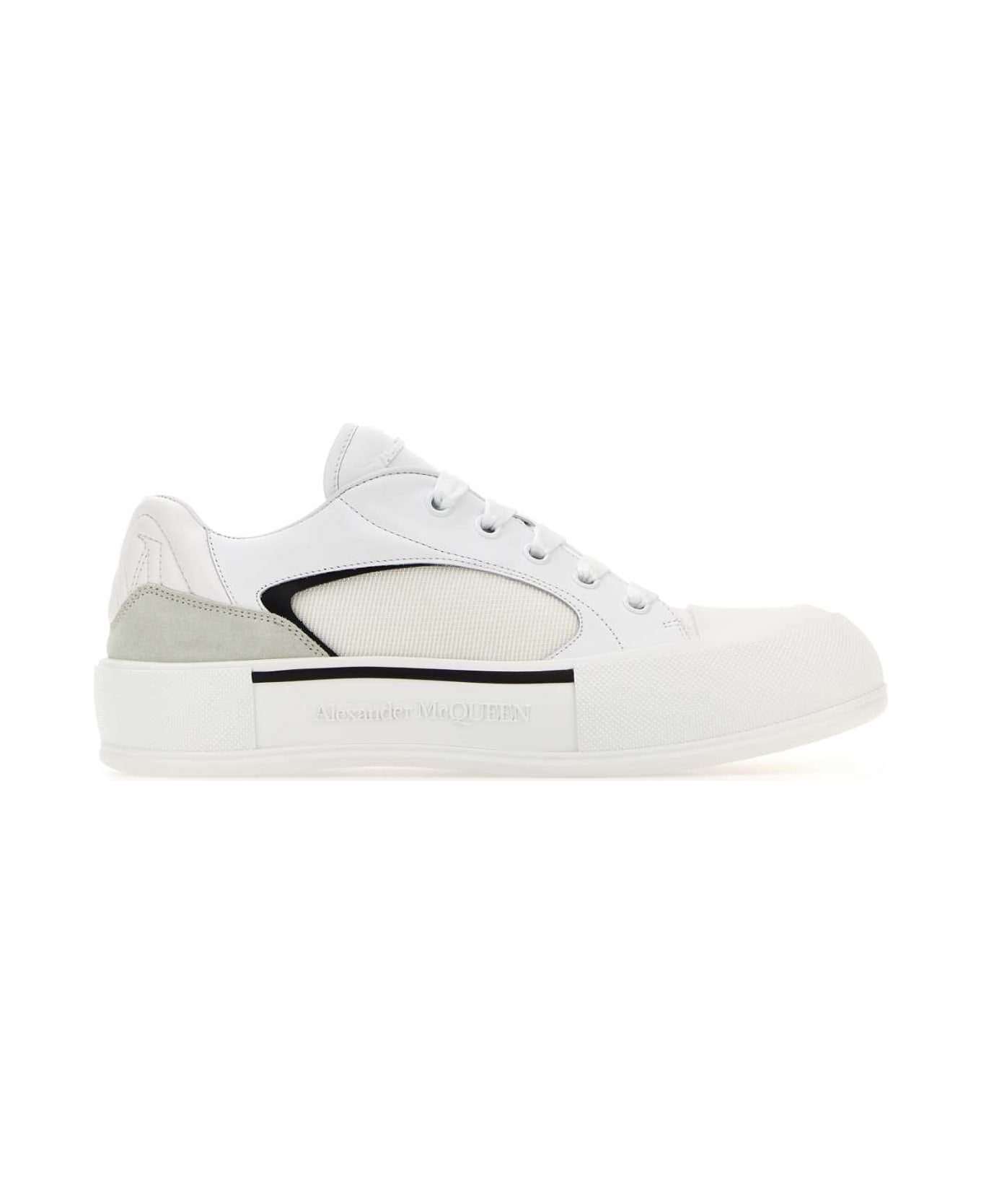 Alexander McQueen White Canvas And Leather Plimsoll Sneakers - WHITEBLACK