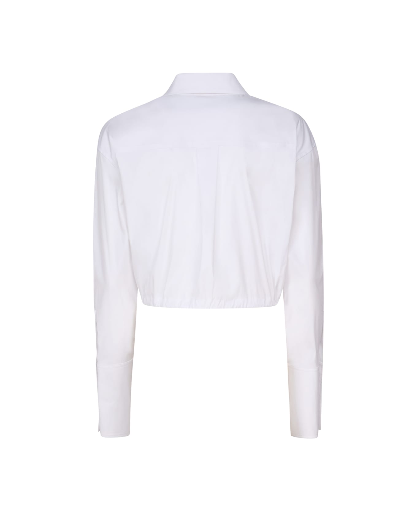 Genny Cropped Shirt With Logo Plaque - WHITE