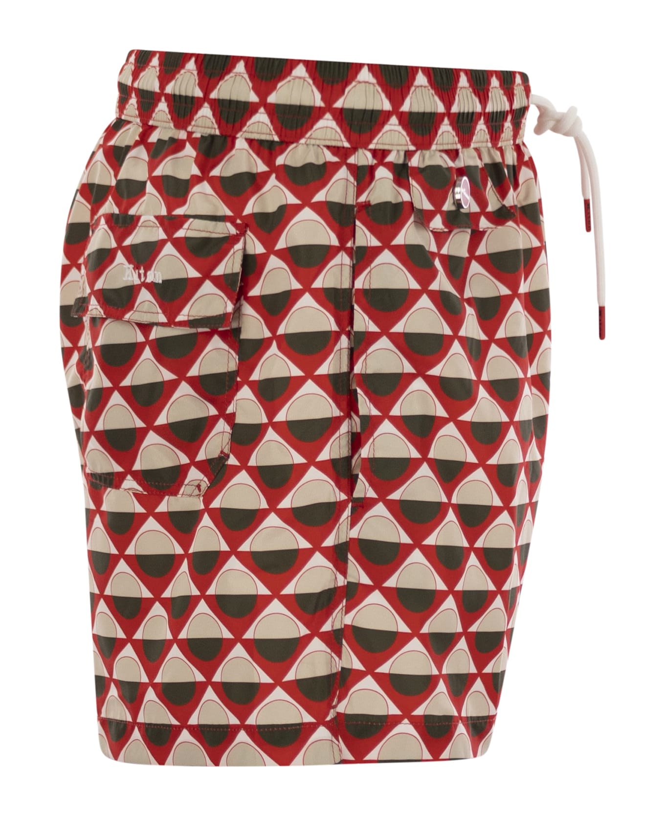 Kiton Patterned Beach Boxers - White/red