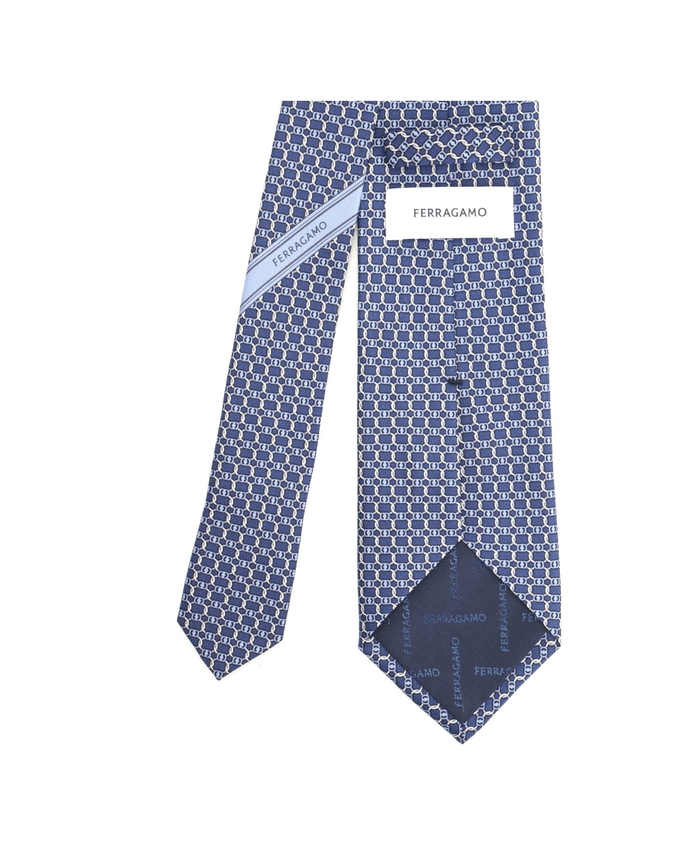 Ferragamo Vara Print Silk Tie - BLACK/WHITE