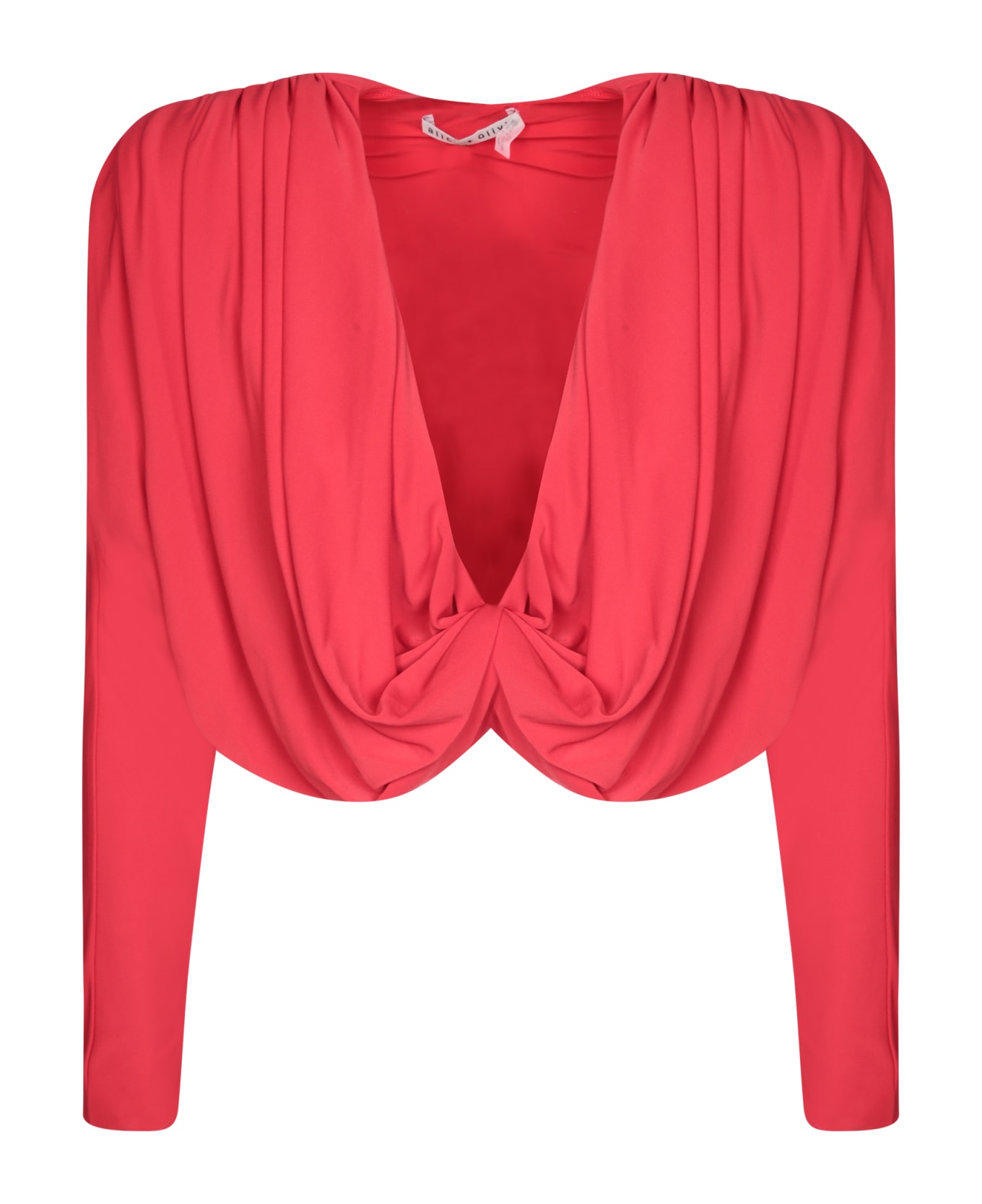 Alice + Olivia Red Cropped Twist Blouse - Red
