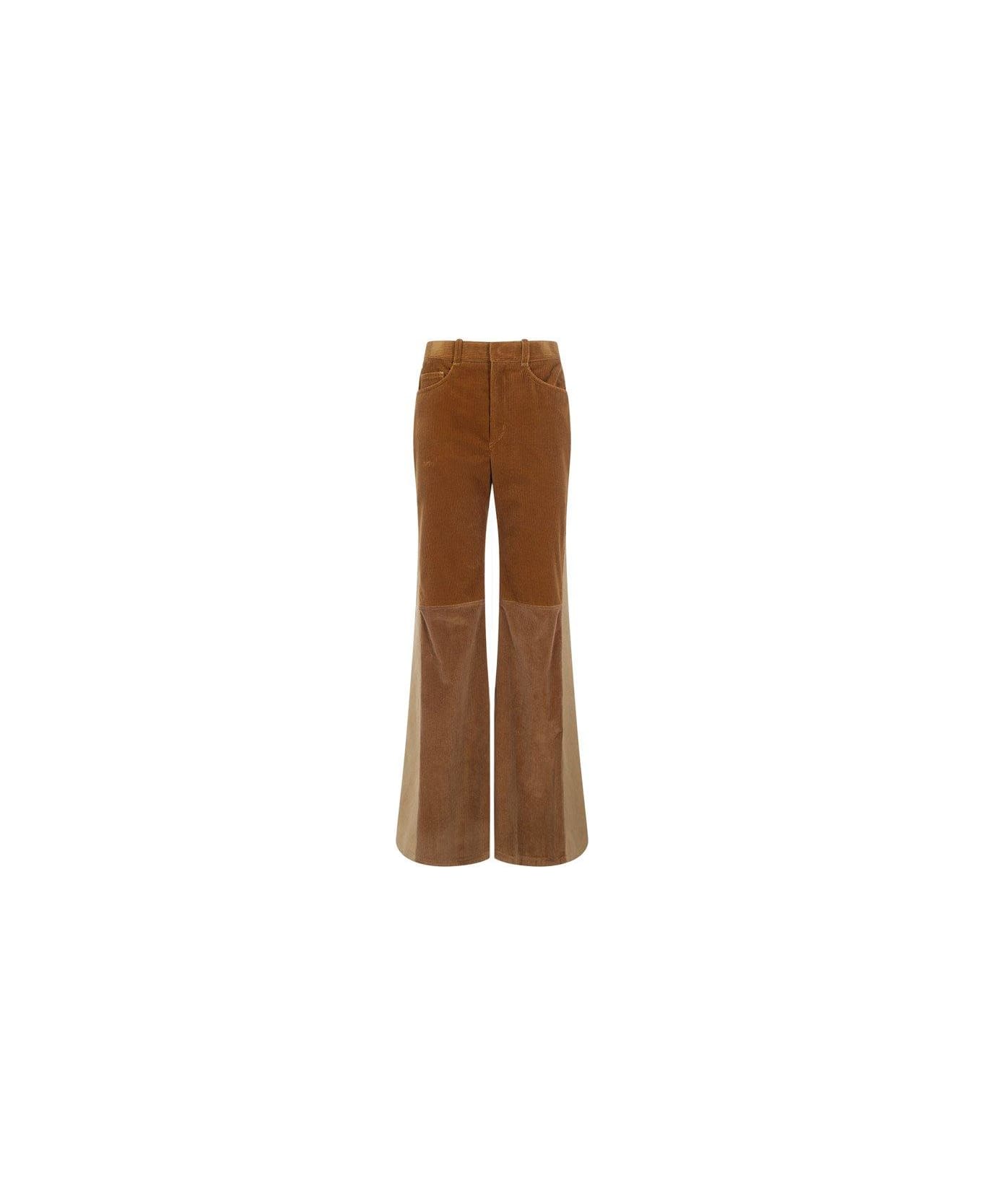 Chloé Patchwork Flared Trousers - Brown