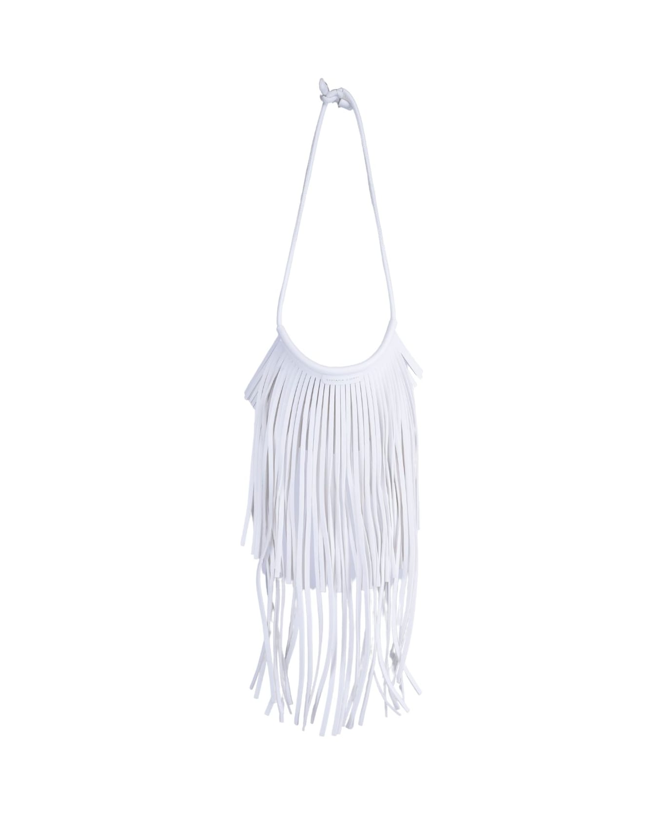 Liviana Conti Vegan Leather Fringe Necklace - Bianco