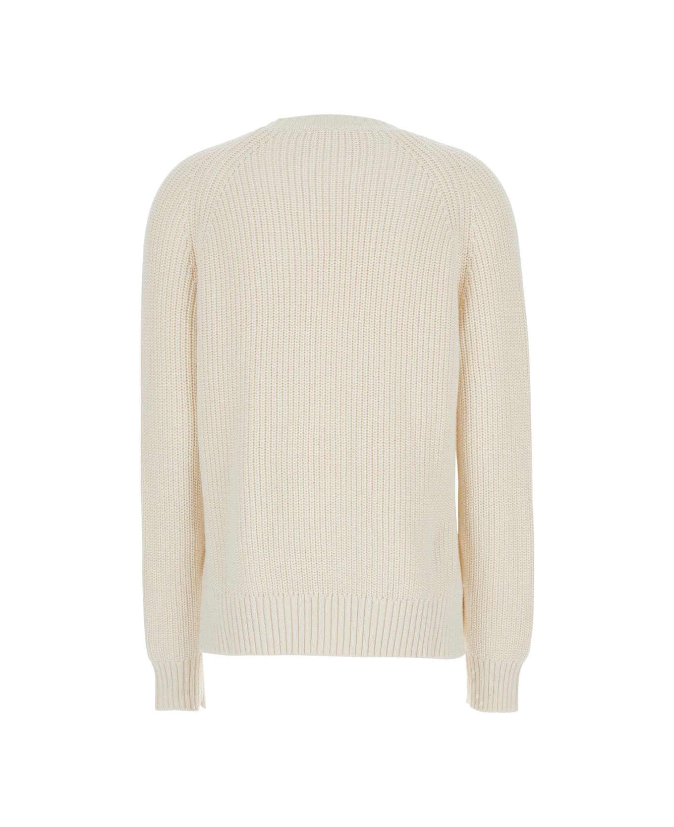 Parosh White Knit Crewneck Sweater In Cotton And Cashmere Blend Woman - White