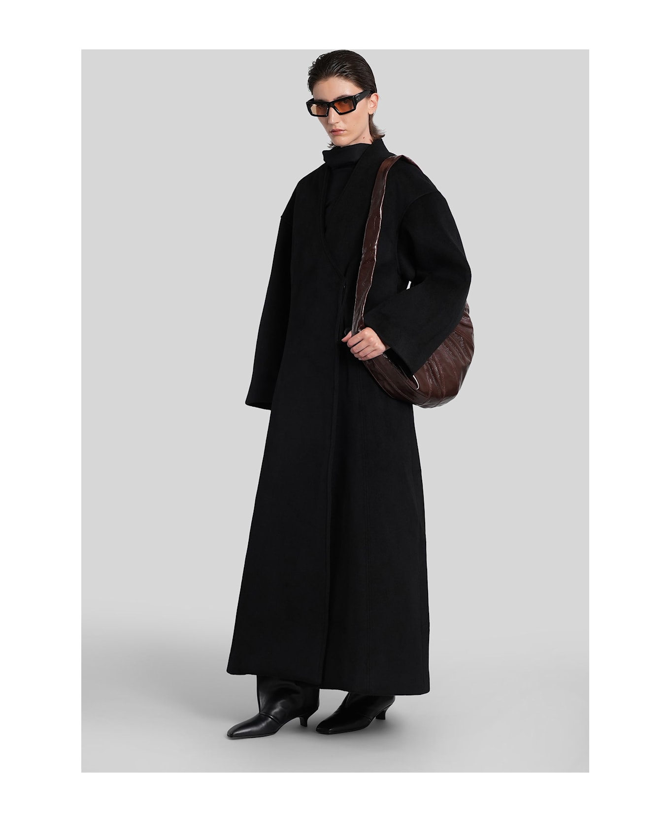 Entire Studios Rondo Coat In Black Wool - black