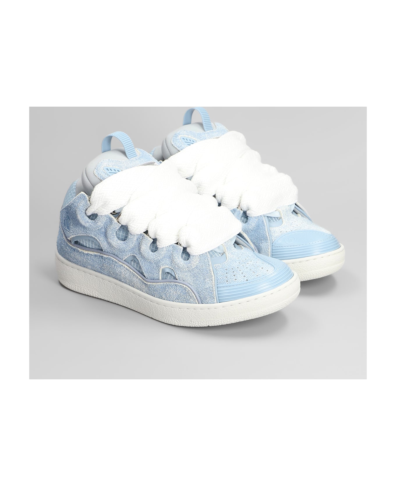 Lanvin Curb Sneakers In Cyan Leather - cyan