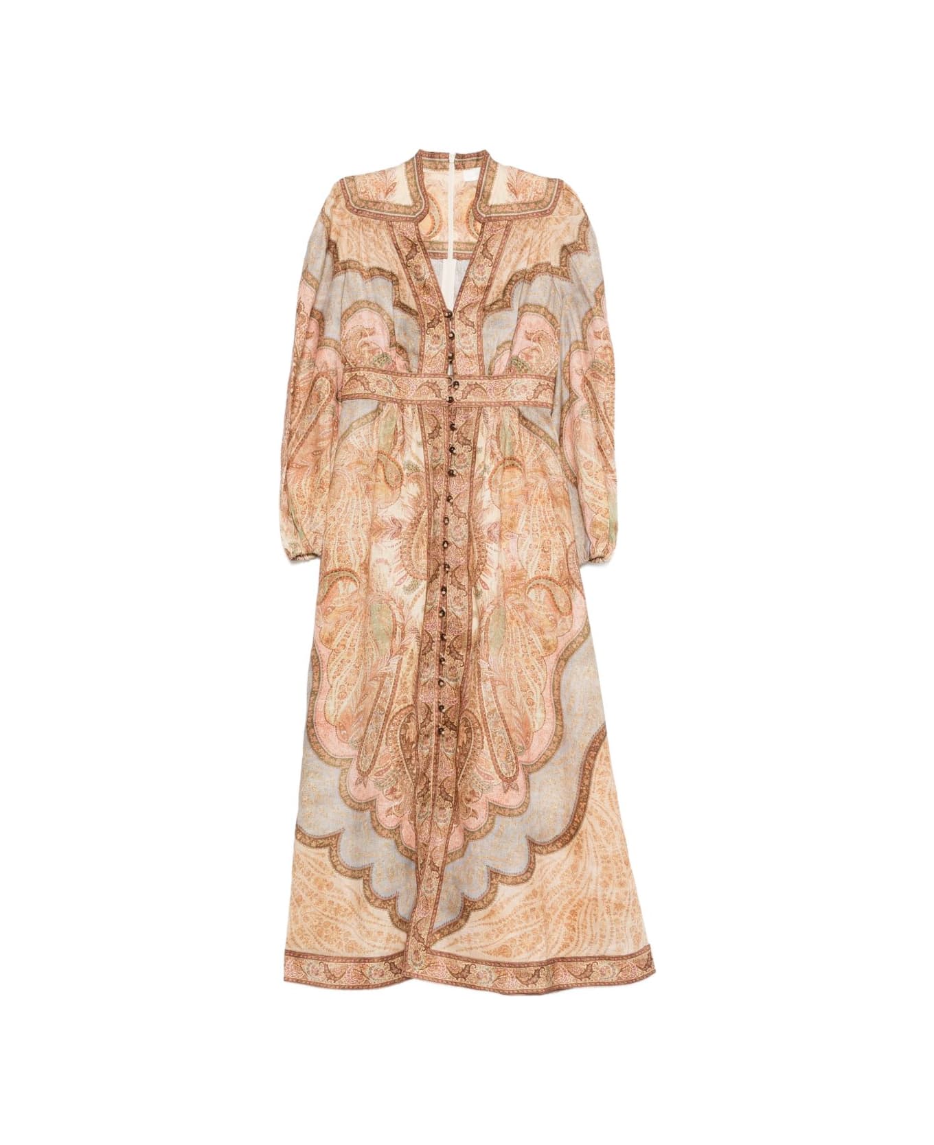 Zimmermann Wanderlust Linen Midi Dress - Beige