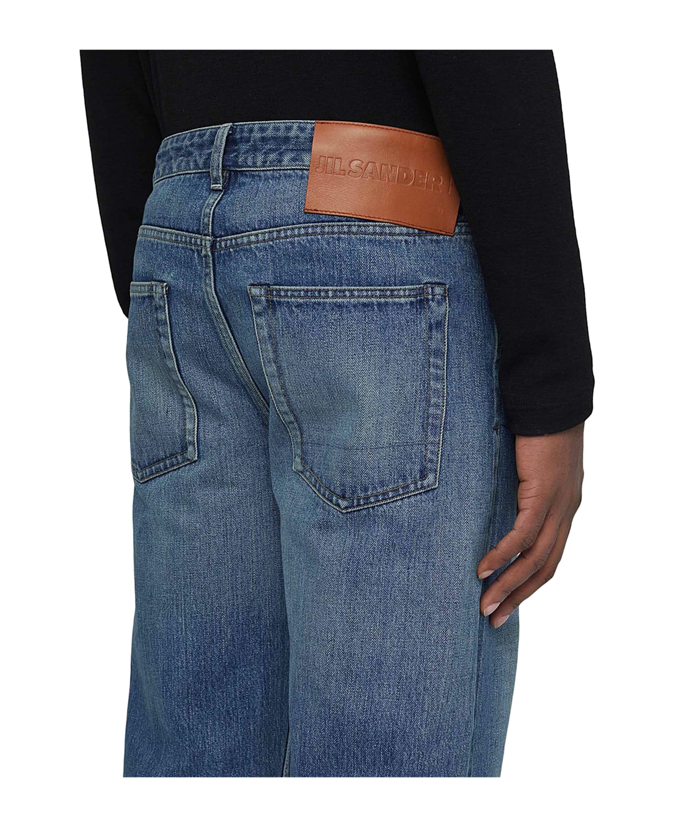 Jil Sander Logo-patch Cotton Tapered Jeans - Canard