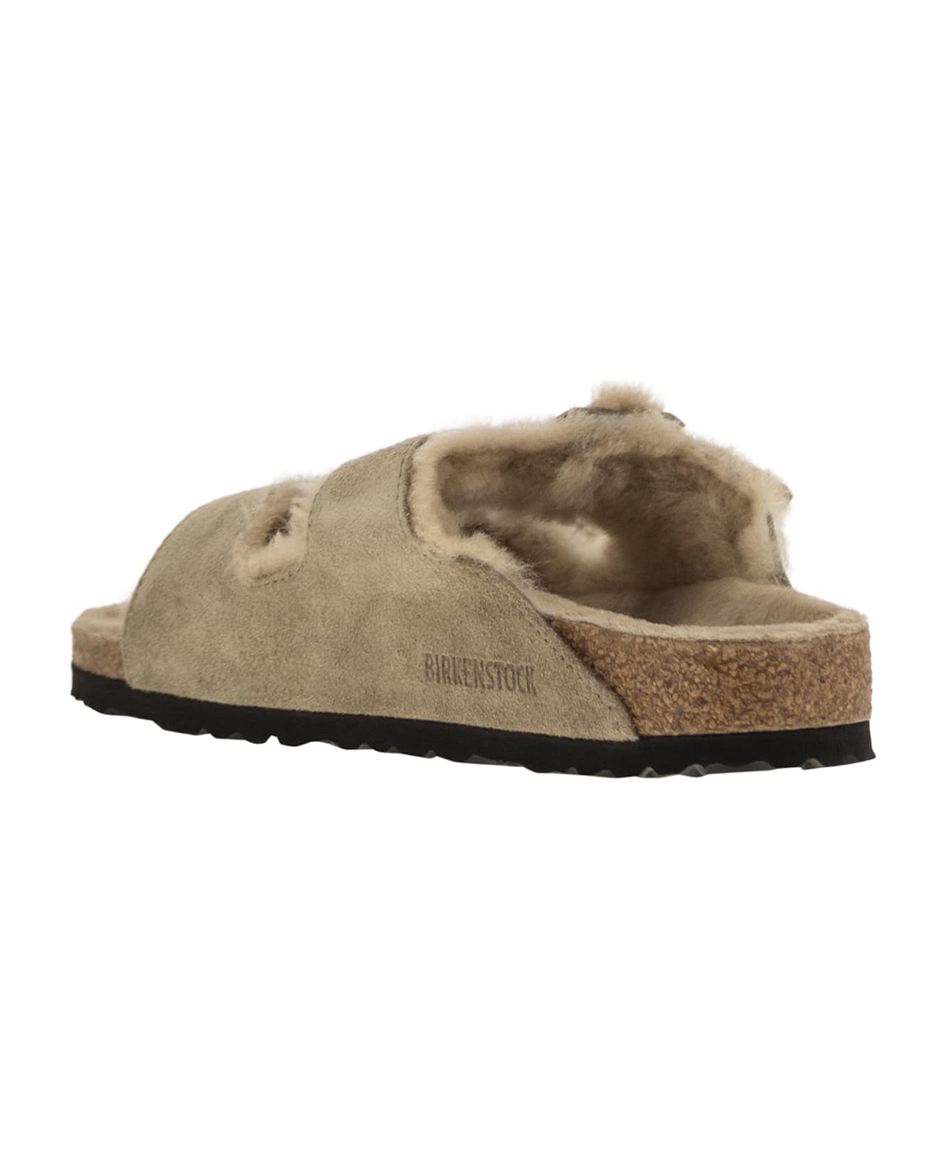 Birkenstock Arizona - Suede Lamb Fur Slipper - Turtledove