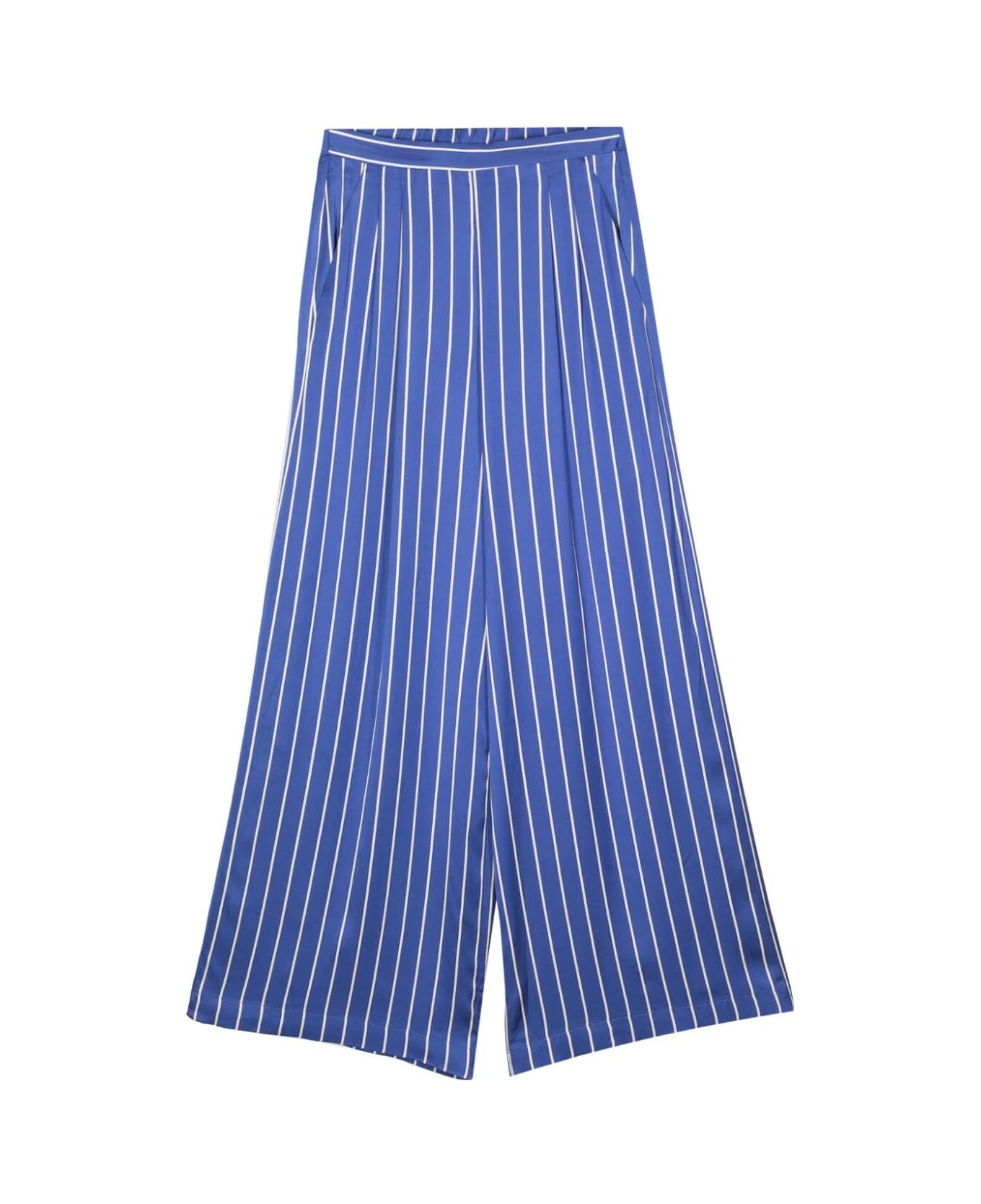 SEMICOUTURE Coco Trouser - Misty Blue Stripes