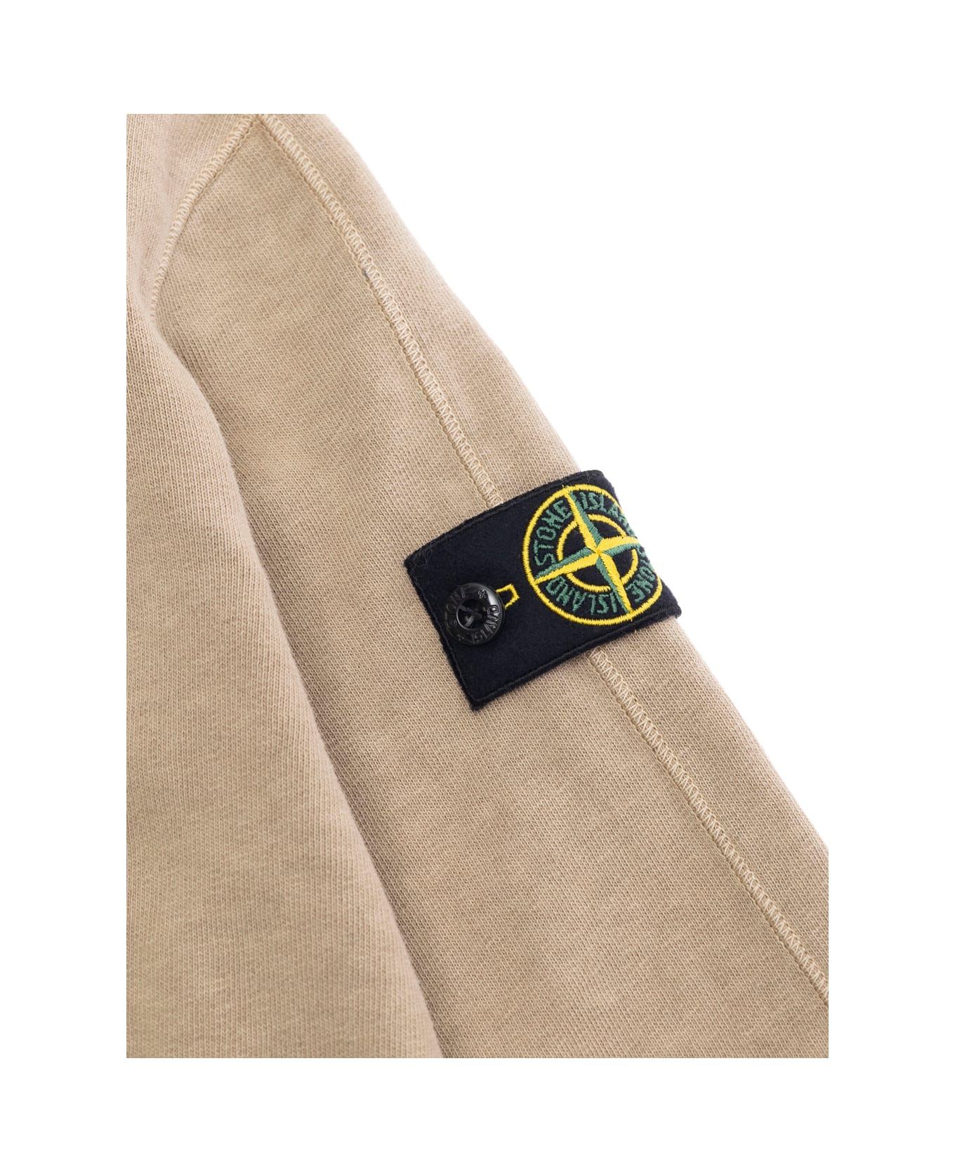 Stone Island Junior Beige Sweatshirt With Round Neck And Logo Patch On The Sleeve In Cotton Boy - Beige
