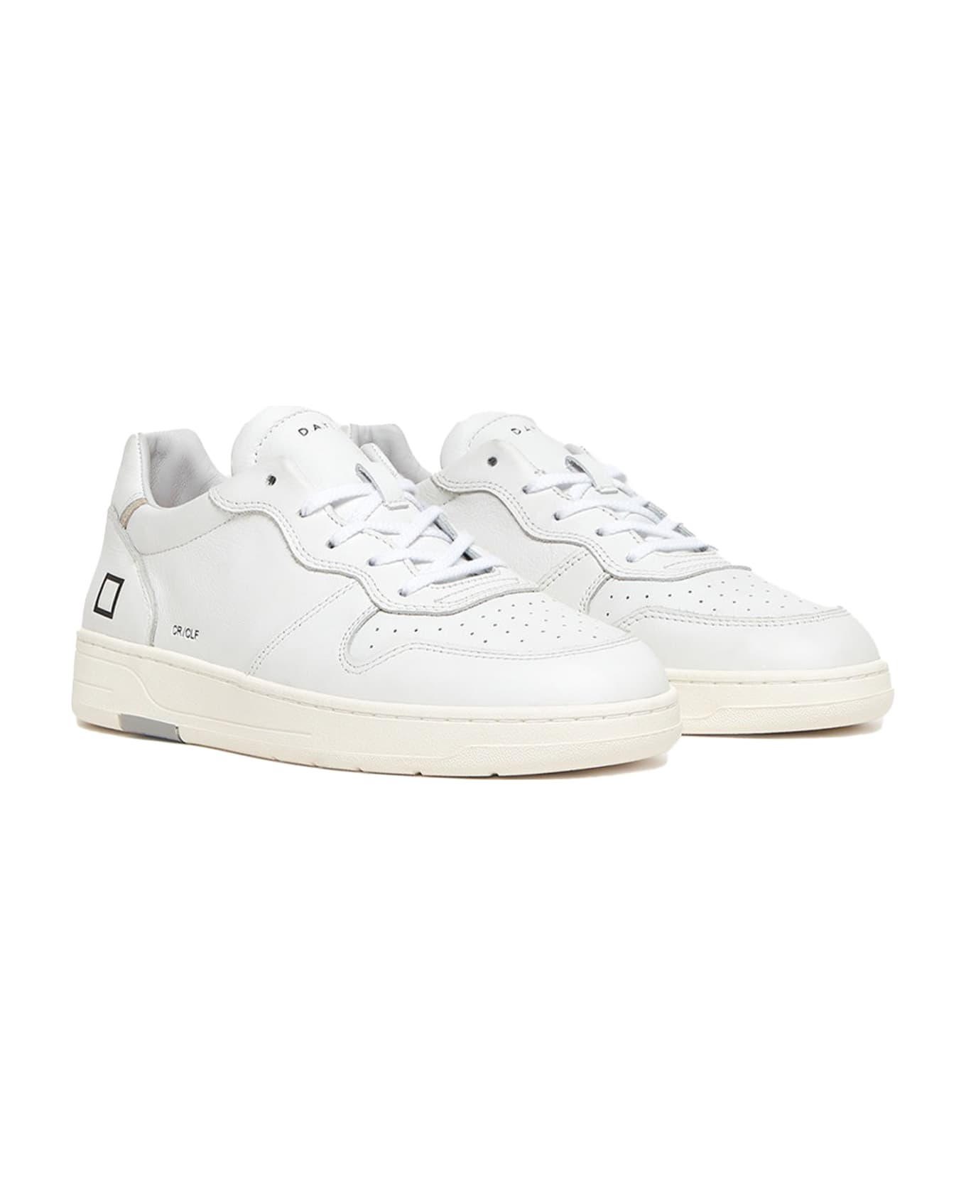 D.A.T.E. Court Men's White Leather Sneaker - WHITE スニーカー