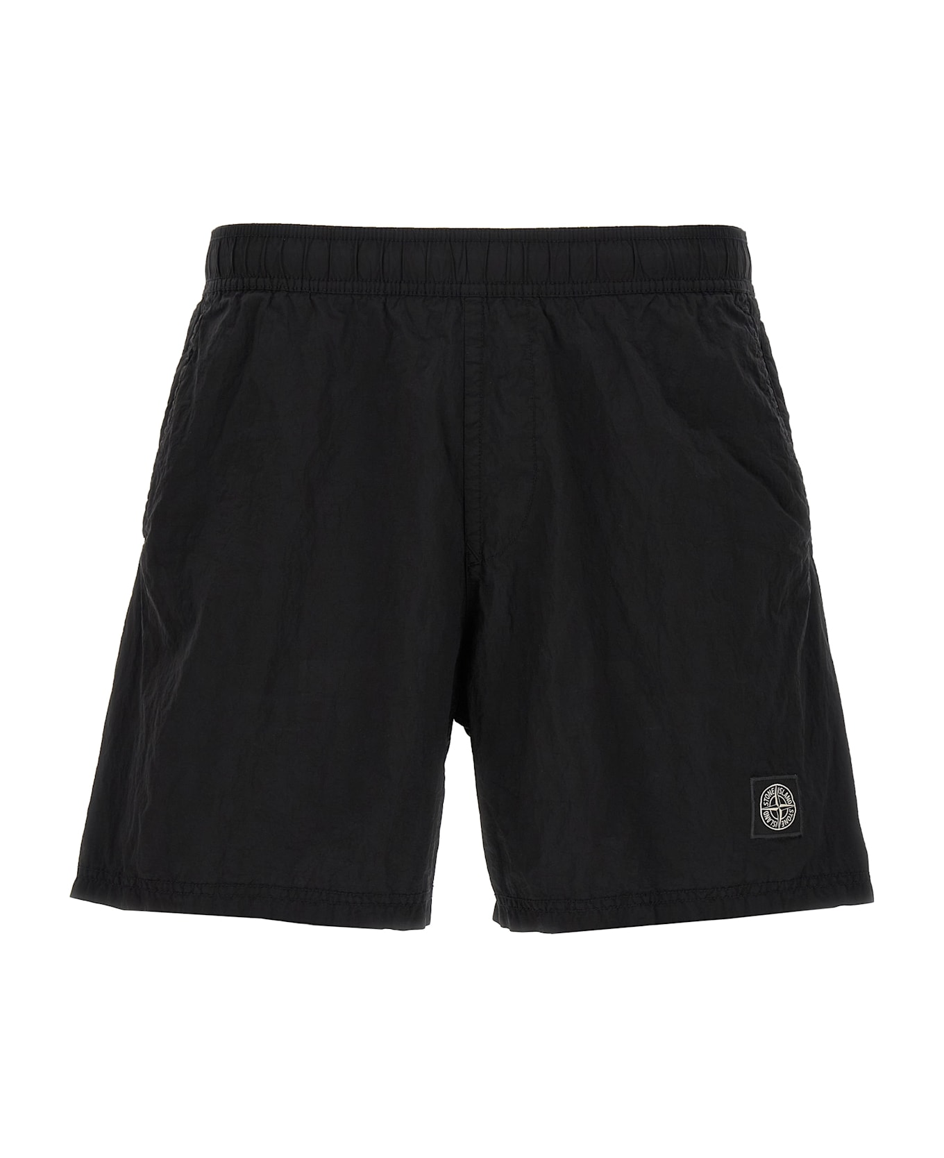 Stone Island Logo Patch Swim Shorts - Black  