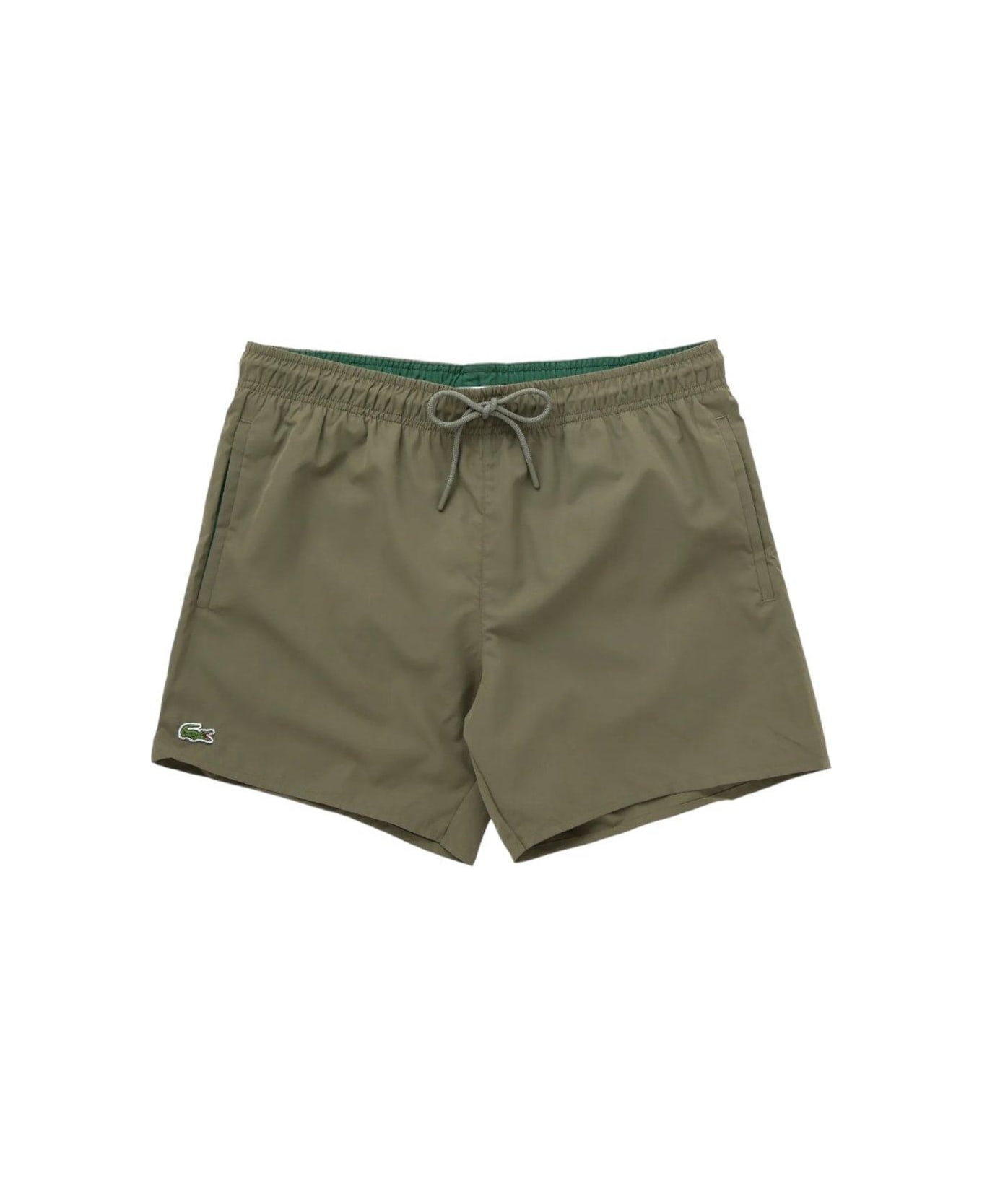 Lacoste Logo Patch Drawstring Swim Shorts - Green