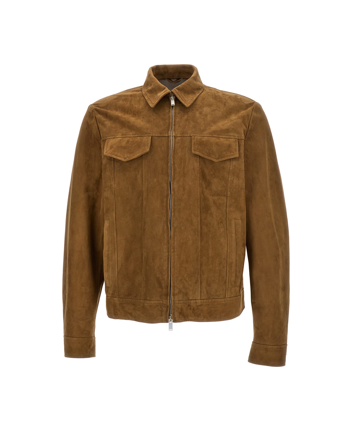 Lardini Brown Classic Collar Jacket In Leather Man - Brown