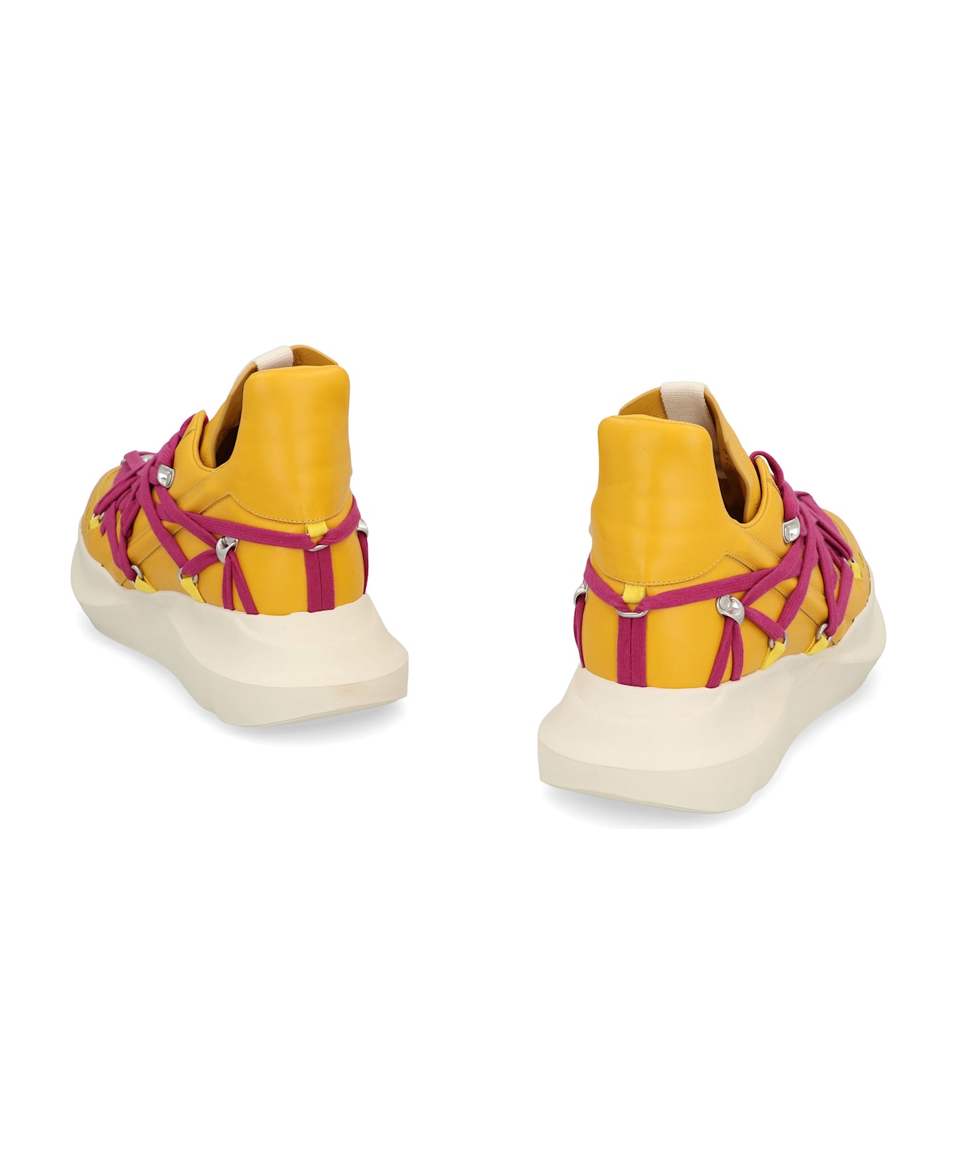 Rick Owens Megalaced Leather High-top Sneakers - Yellow