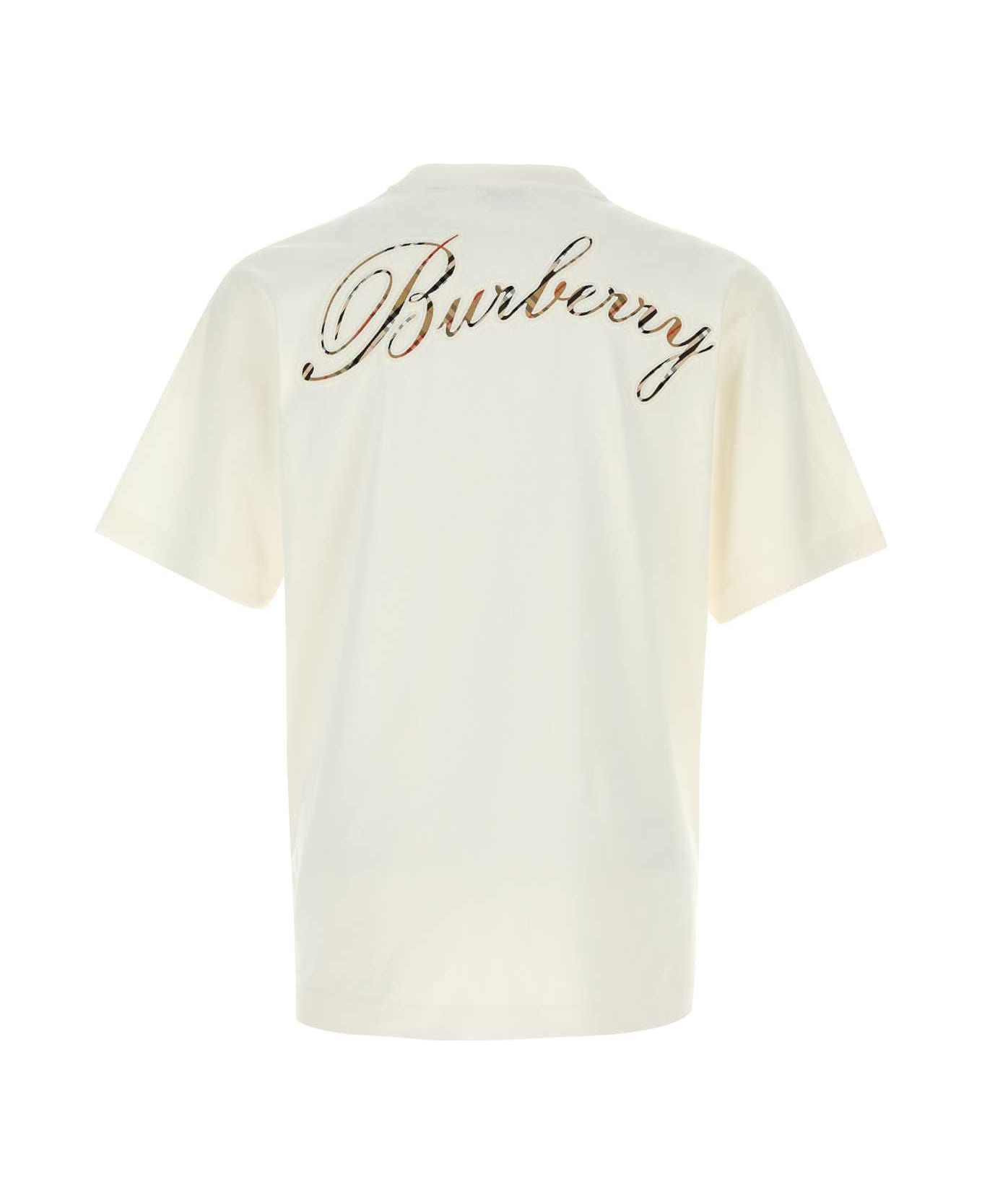 Burberry White Cotton T-shirt - CHALK
