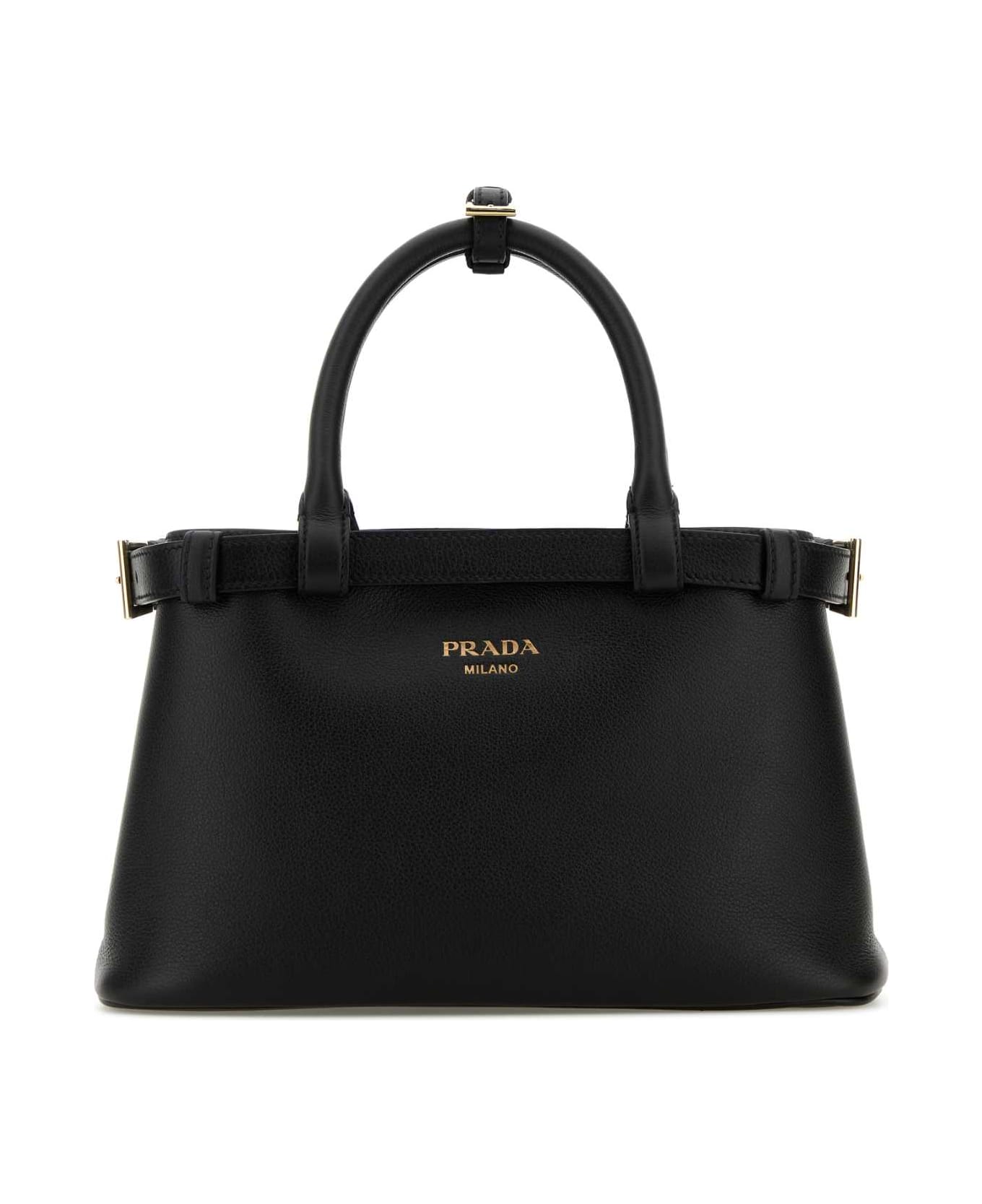 Prada Black Leather Prada Buckle Handbag - NERO