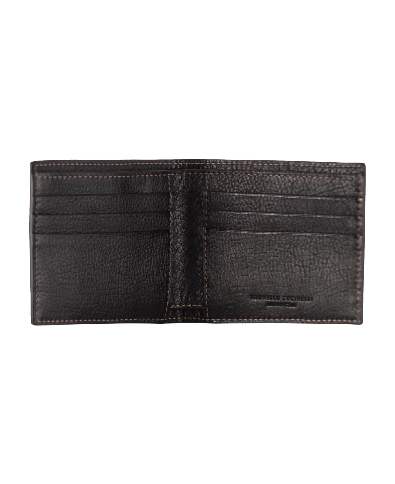 Brunello Cucinelli Leather Wallet With Logo Engraving - Black