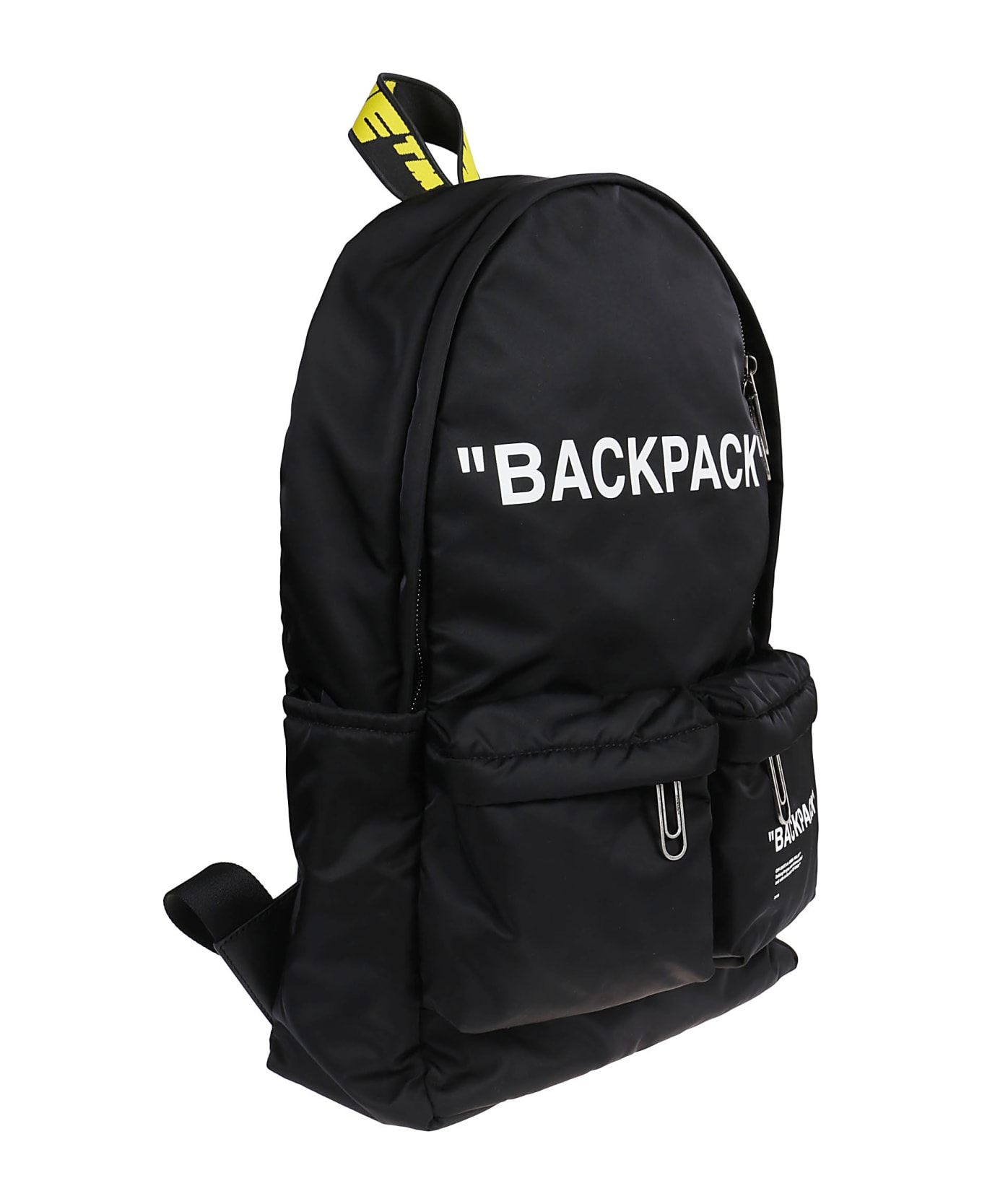 Off-White Quote Nylon Backpack - Black White