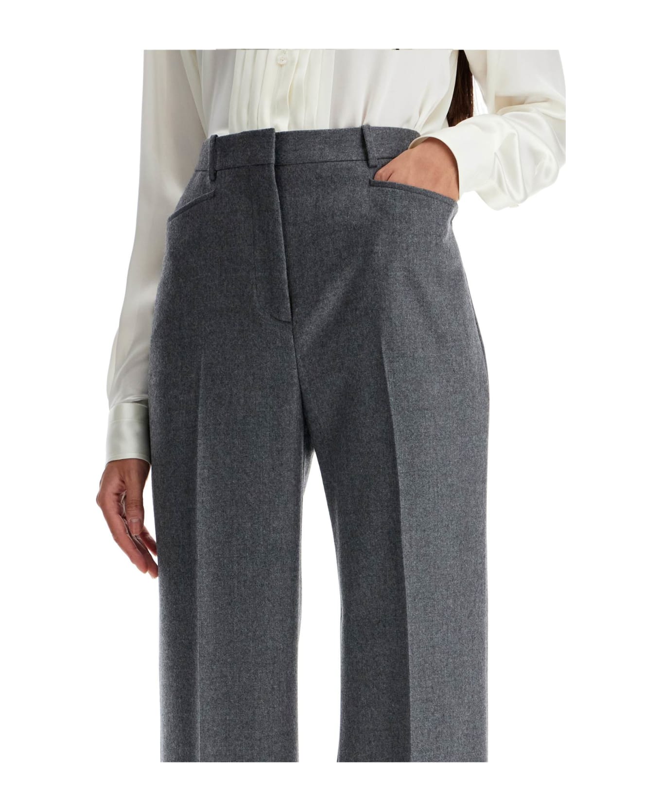 Tom Ford Flannel Bootcut Pants In - GREY MELANGE (Grey)