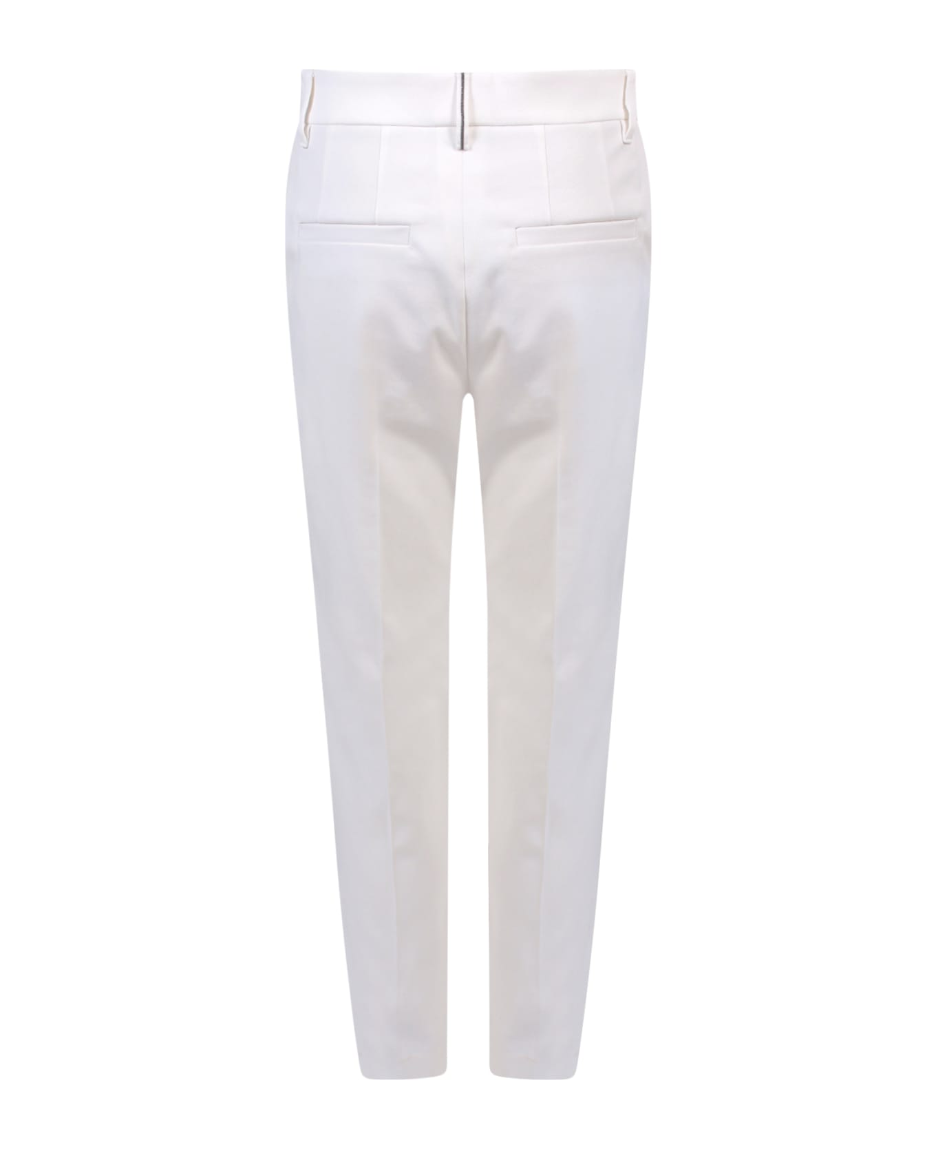 Brunello Cucinelli Stretch Cotton Drill Trousers With Jewel On The Back Loop - cream ボトムス