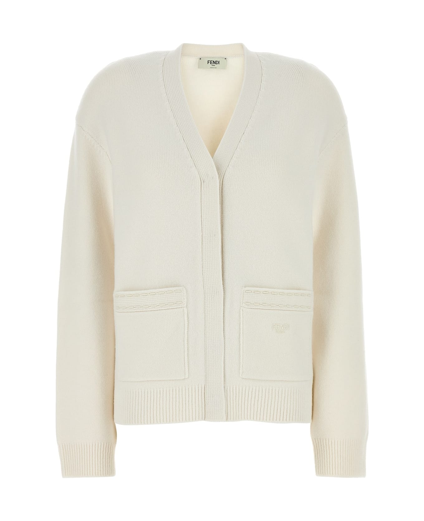 Fendi White Cashmere Blend Cardigan - WHITE