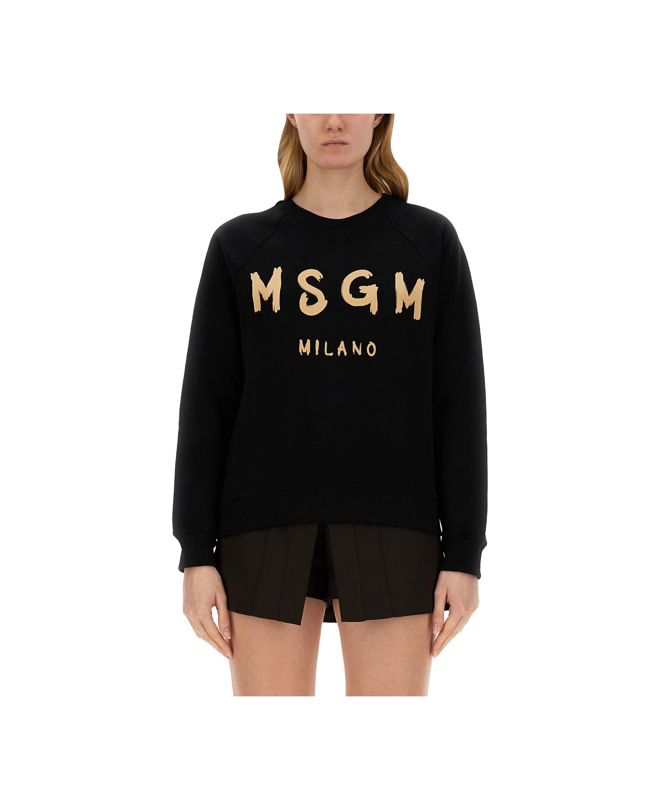 MSGM Sweatshirt With Logo - BLACK フリース
