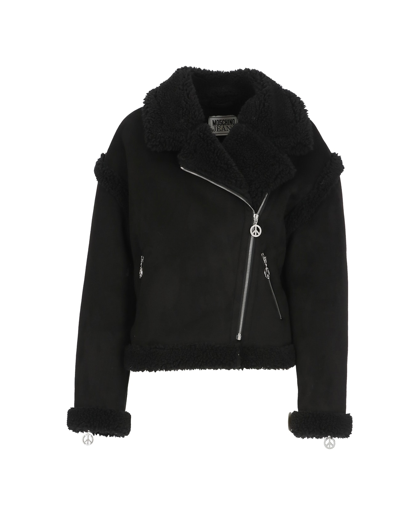 M05CH1N0 Jeans Jacket With Eco Fur - Black