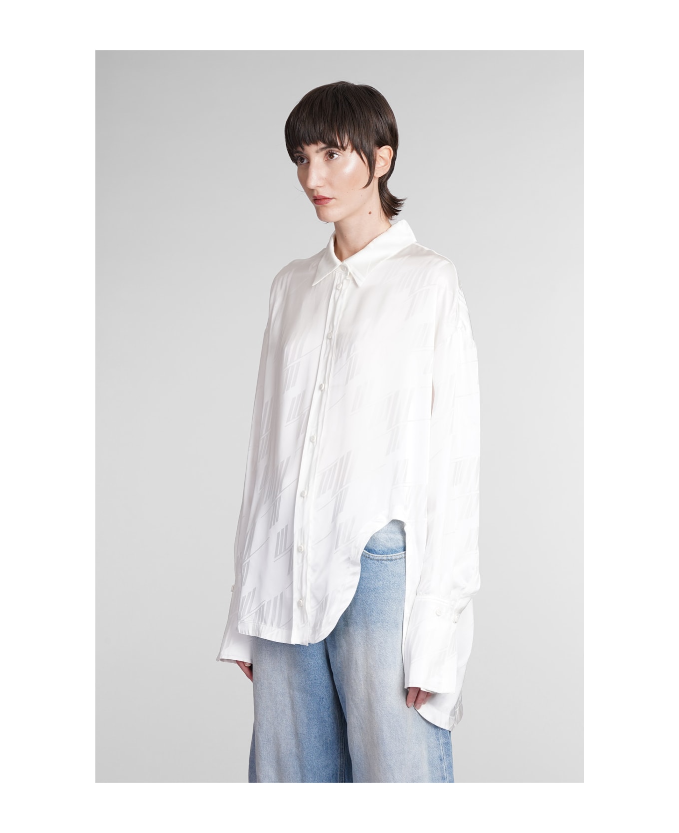 The Attico Diana Shirt In White Viscose - Ivory