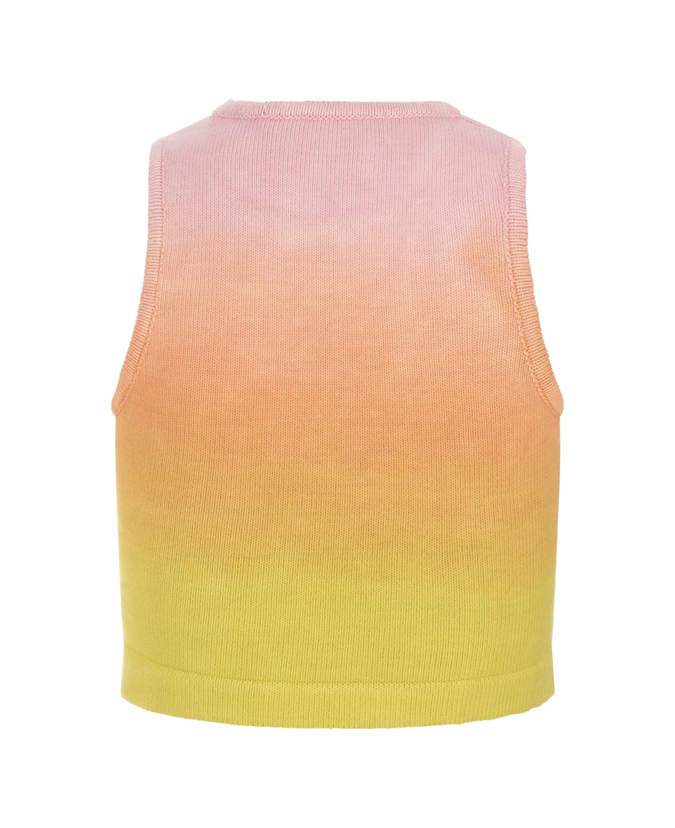 Barrow Multicoloured Knitted Crop Top With Degradé Effect - Multicolor