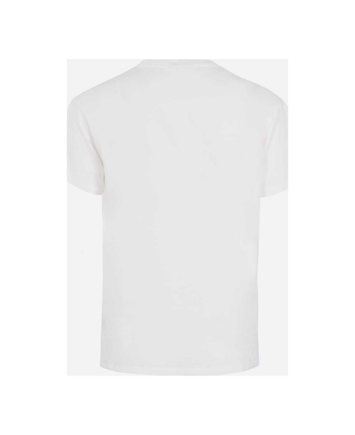 MC2 Saint Barth Woman Cotton Jersey Crewneck T-shirt Emilie With Save Water, Drink Spritz Embroidery - WHITE