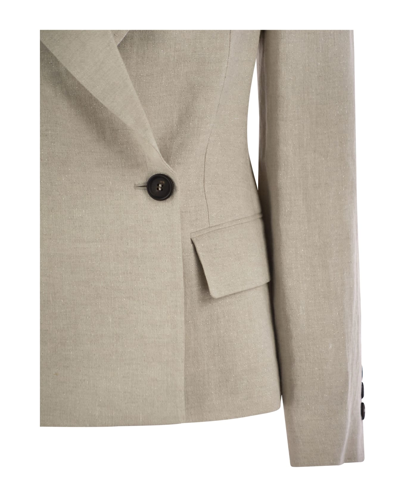 Brunello Cucinelli Sparkling Linen Canvas Jacket With Jewellery - Beige