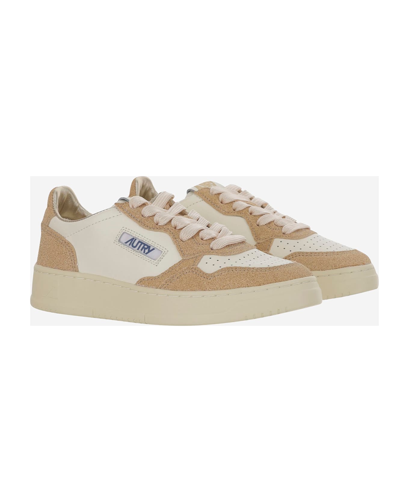 Autry Beige And Brown Leather Medalist Low Sneakers - Brown