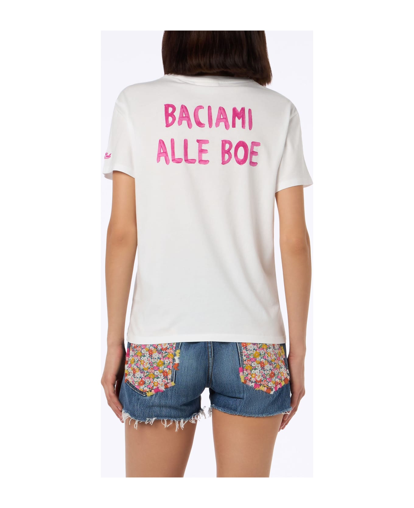 MC2 Saint Barth Woman Cotton Jersey Crewneck T-shirt Emilie With Baciami Alle Boe Print | Alle Boe Special Edition - WHITE