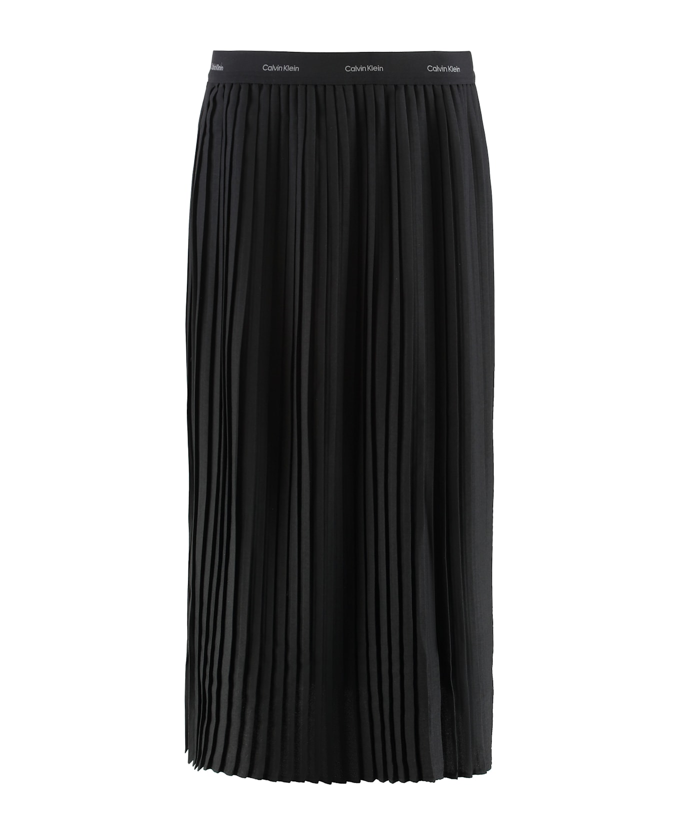 Calvin Klein Gonna Midi A Pieghe In Crêpe - black