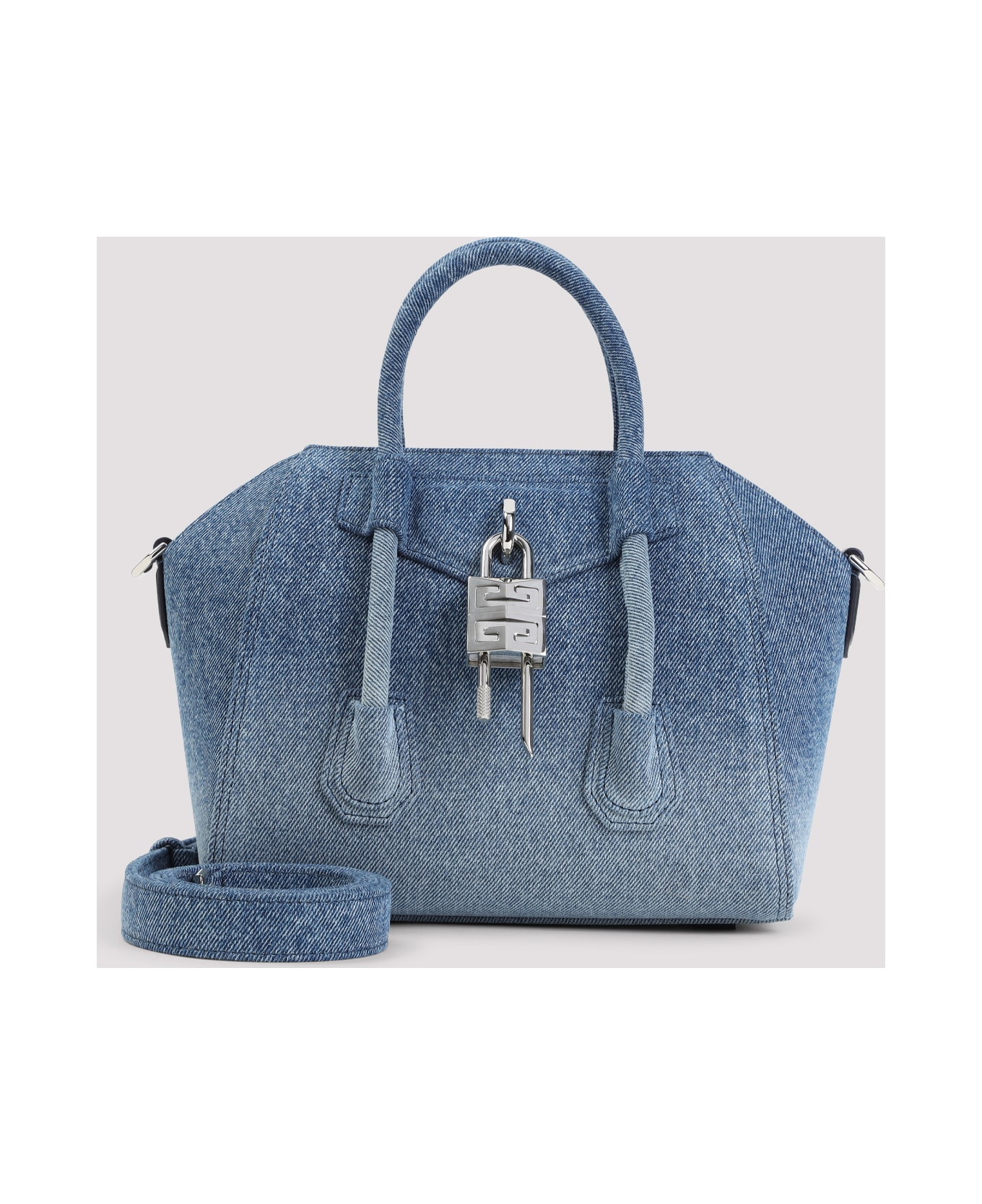 Givenchy Denim Mini Antigona Lock Handbag - MEDIUMBLUE