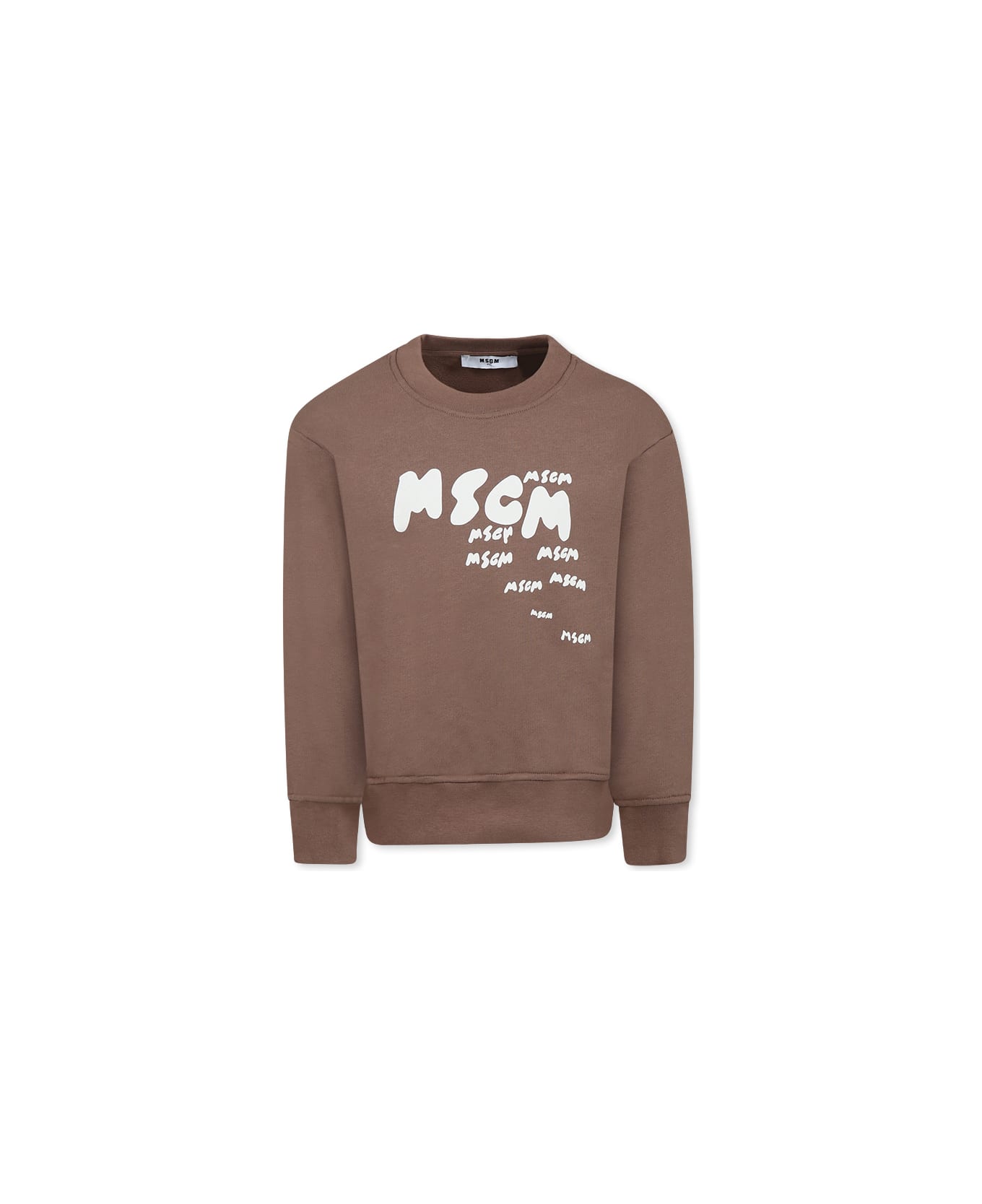 MSGM Brown Sweatshirt For Boy With Logo - Brown