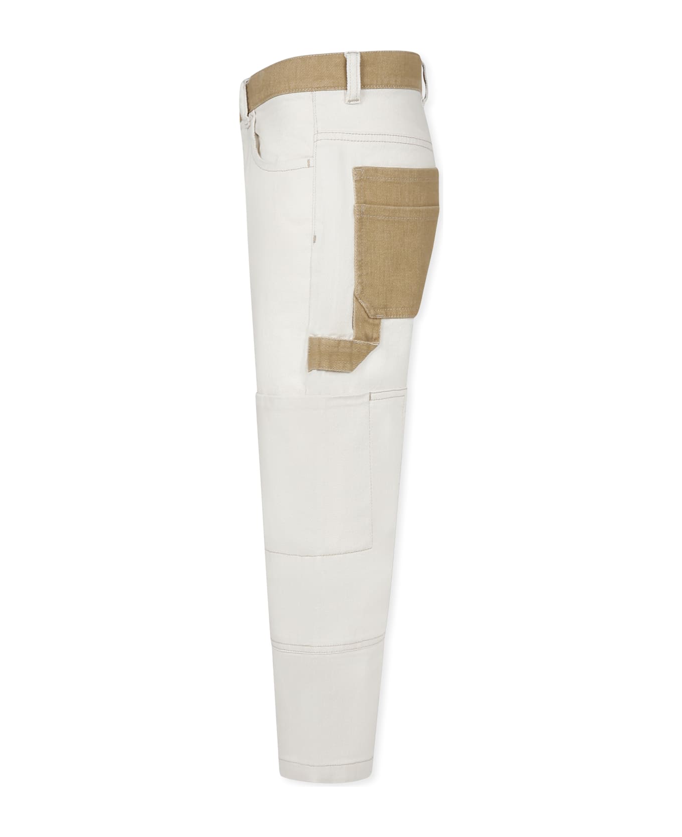 Timberland Ivory Trousers For Boy With Logo - Ivory