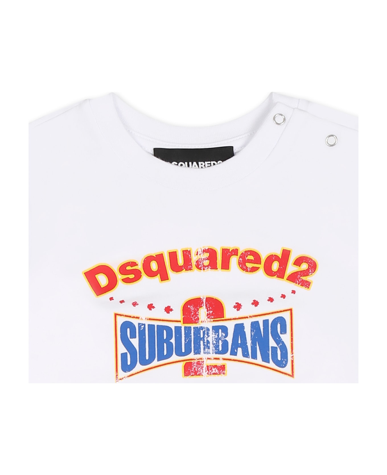Dsquared2 White Set For Baby Boy With Red And Blue Logo - White