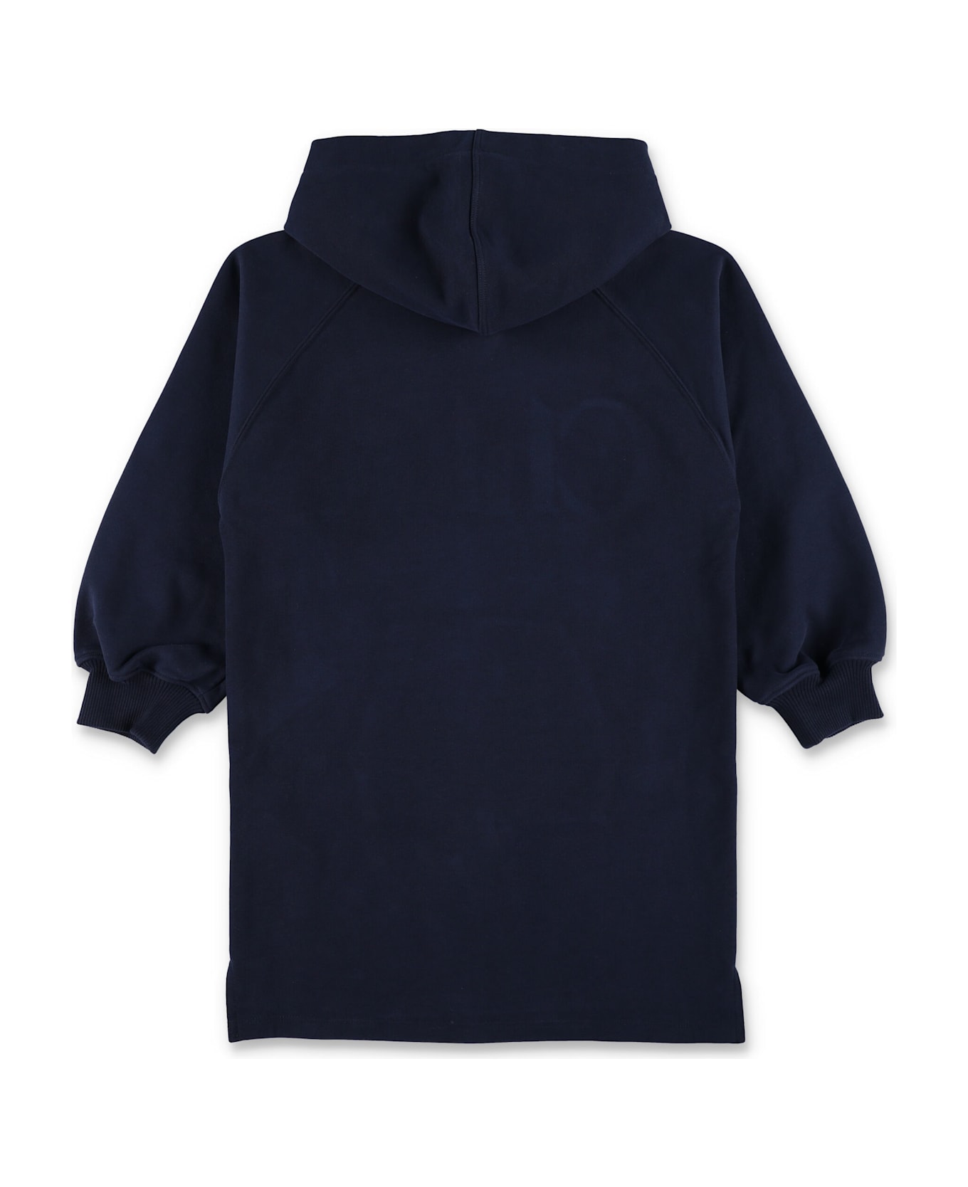 Chloé Kids Logo Hooded Logo Dress In Brushed Fleece - NAVY