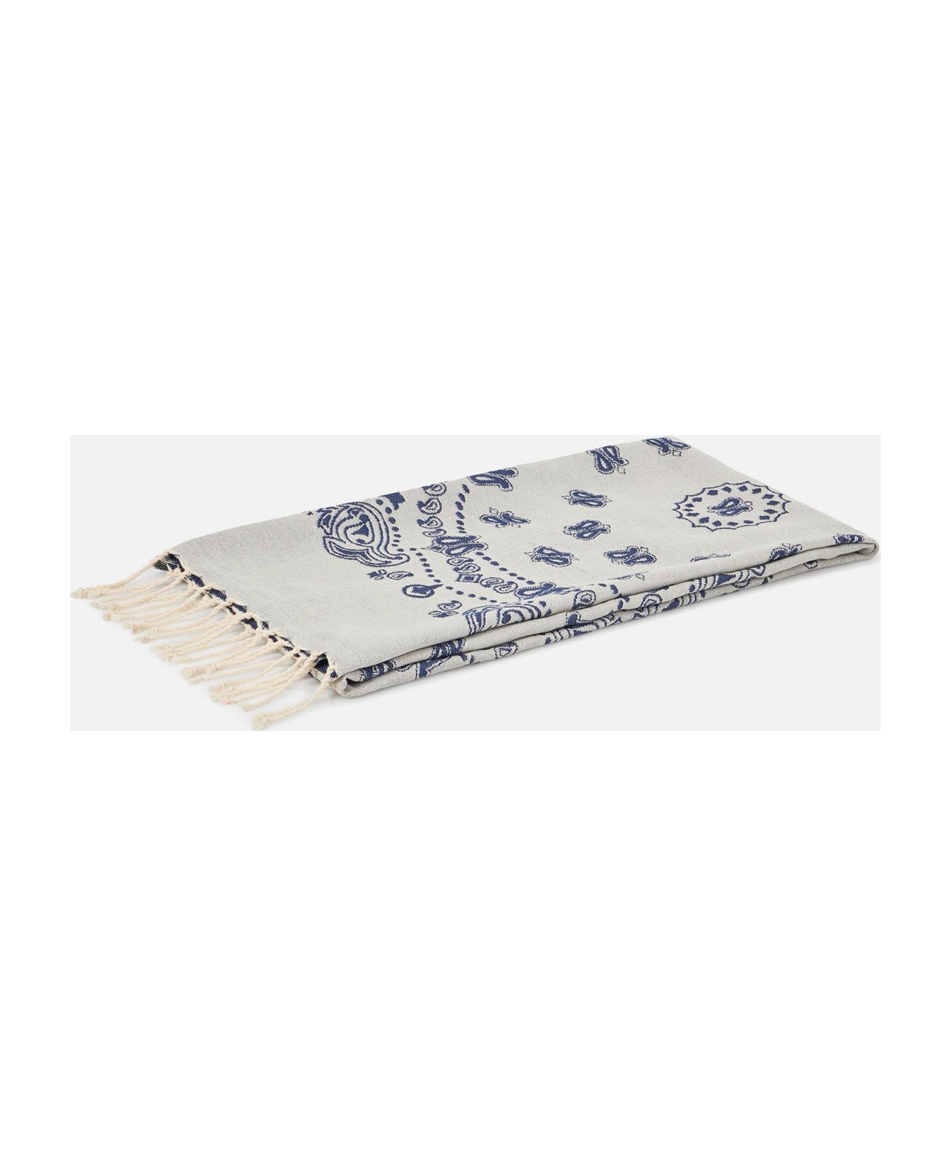 MC2 Saint Barth Soft Jacquard Fouta Towel With Blue Bandanna Print - WHITE