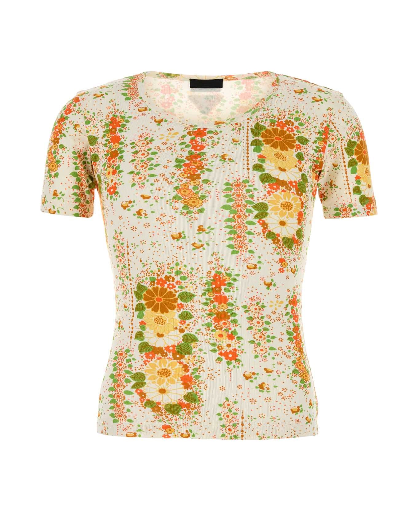 Prada Printed Cotton T-shirt - ARANCIO