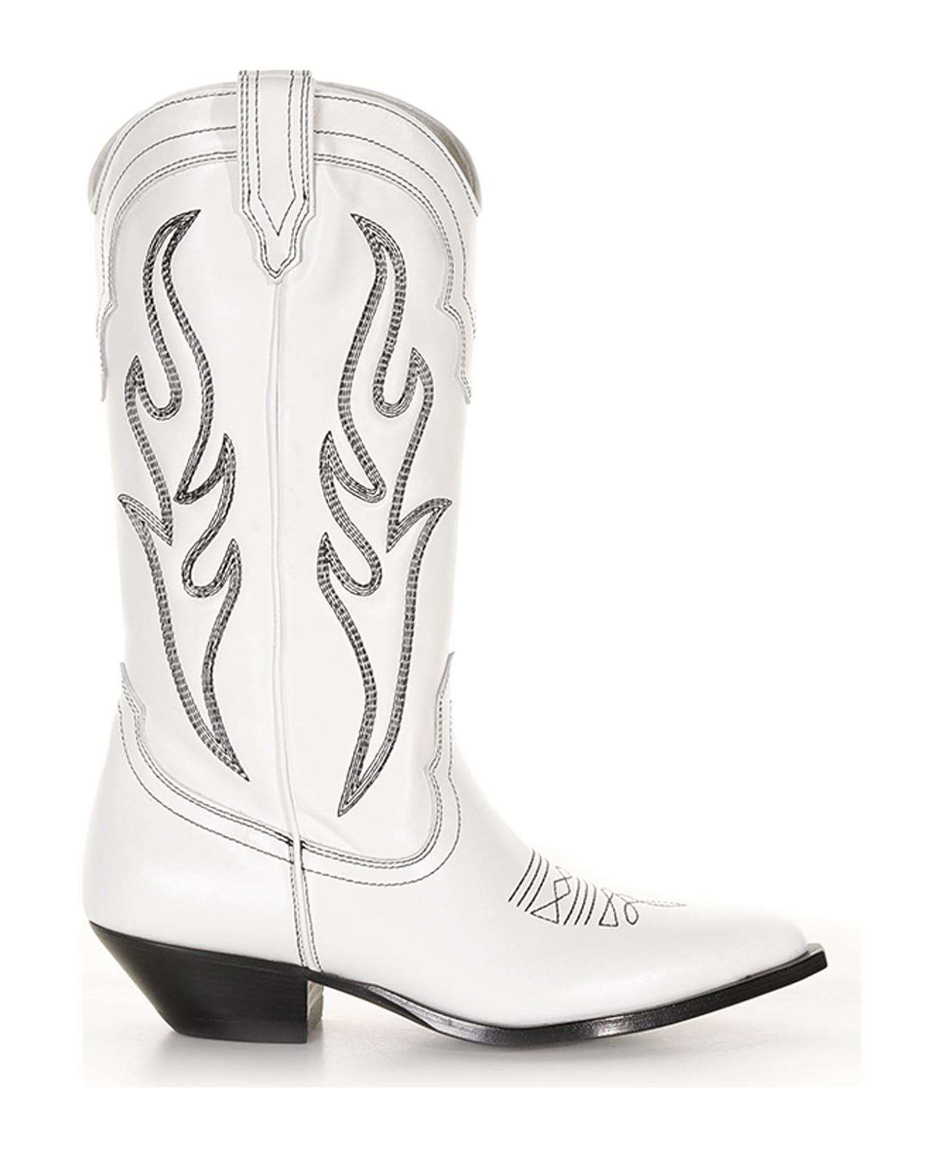 Sonora White Santa Fe Texan Boot In Cowboy Style - WHITE BLACK